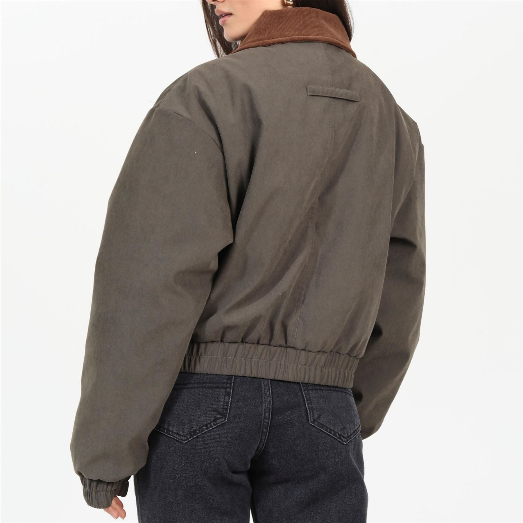 Brave Soul Womens Twill Moss Bonded Bomber Jacket
