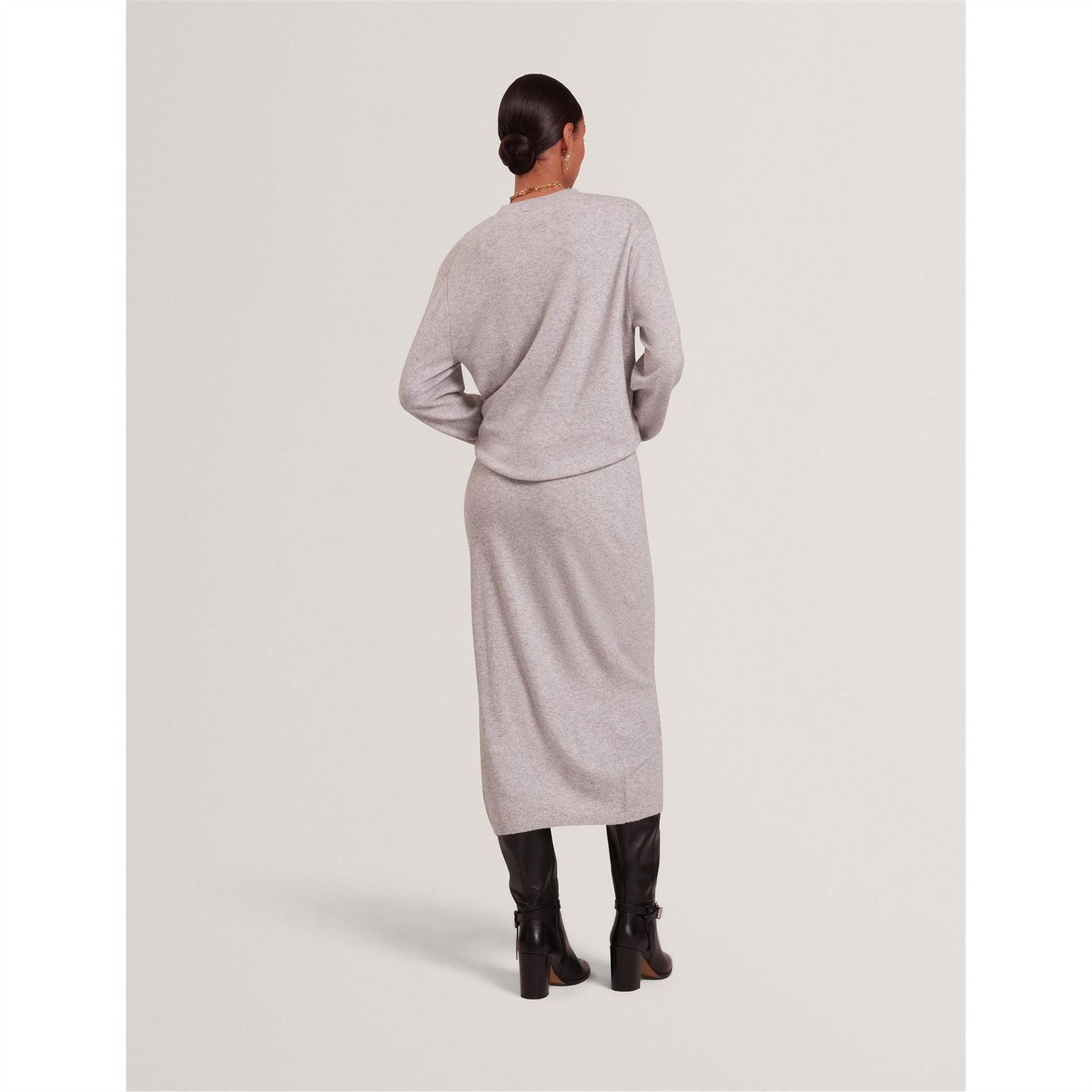 Ted Baker Knit Crew Neck Long Sleeve Sweater Dress