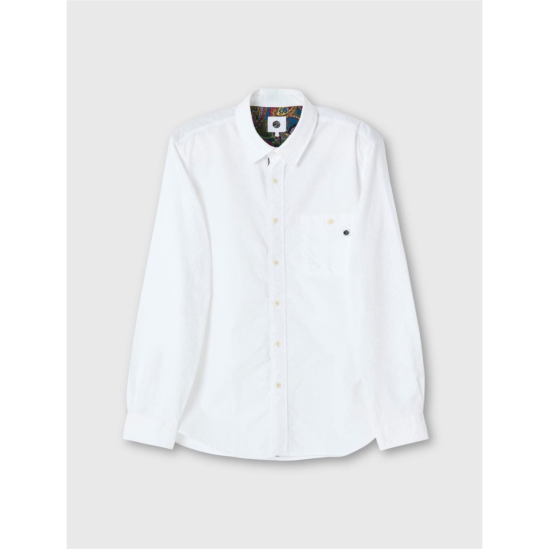 Pretty Green Button Down Collar Long Sleeve Shirt with Chest Pocket