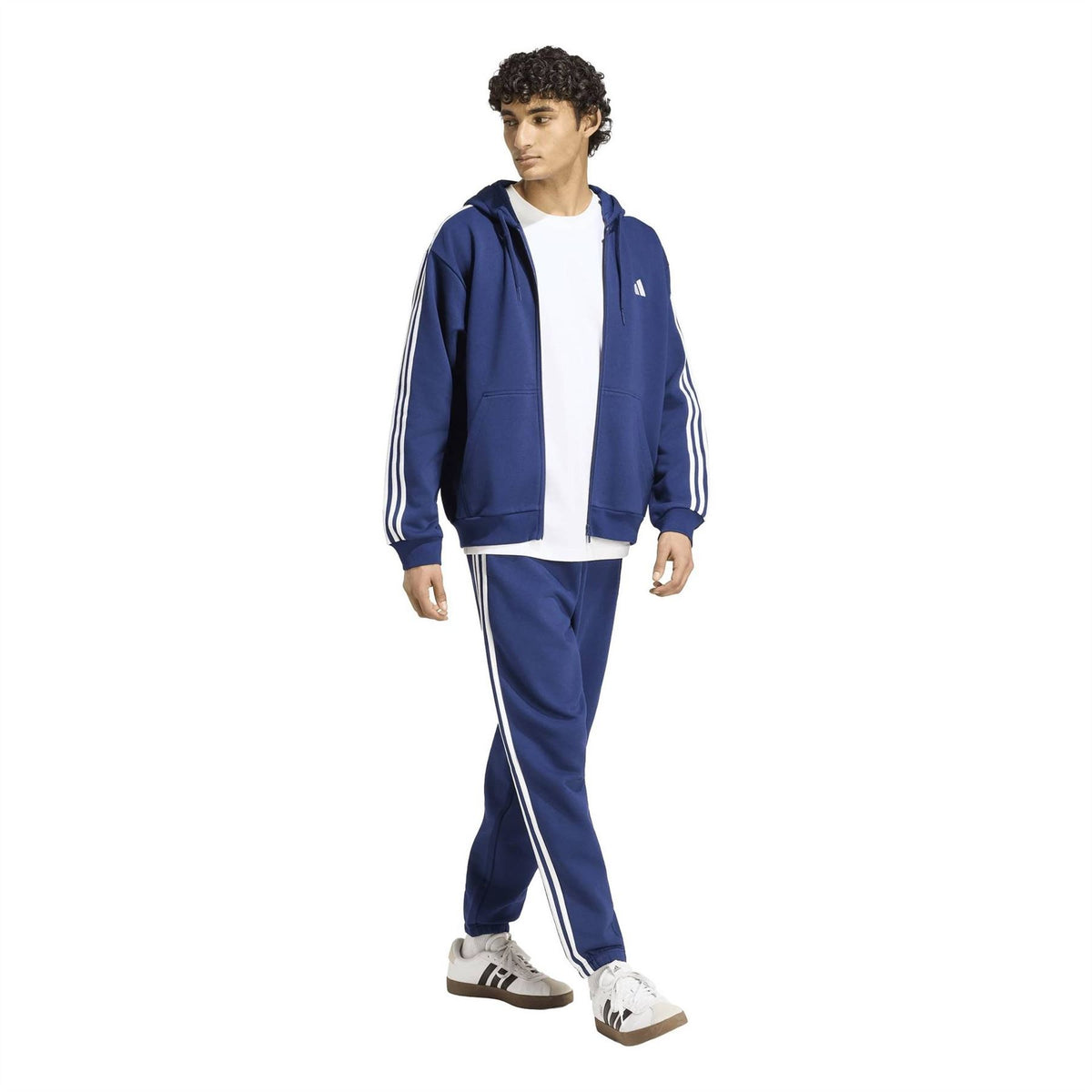 adidas Fleece Tapered Cuff 3 Stripes Joggers M