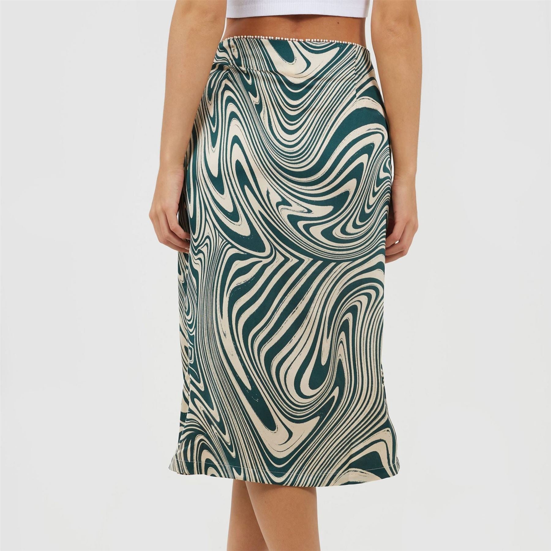 Brave Soul Womens Swirl Print Skirt With Buttons  And  Split
