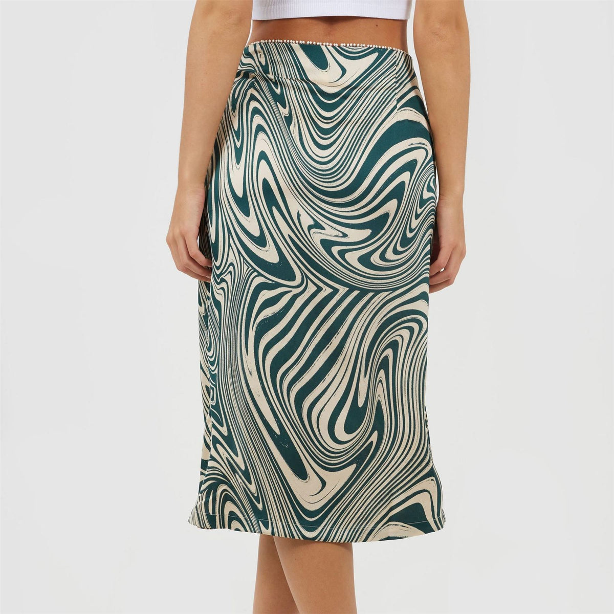 Brave Soul Womens Swirl Print Skirt With Buttons  And  Split