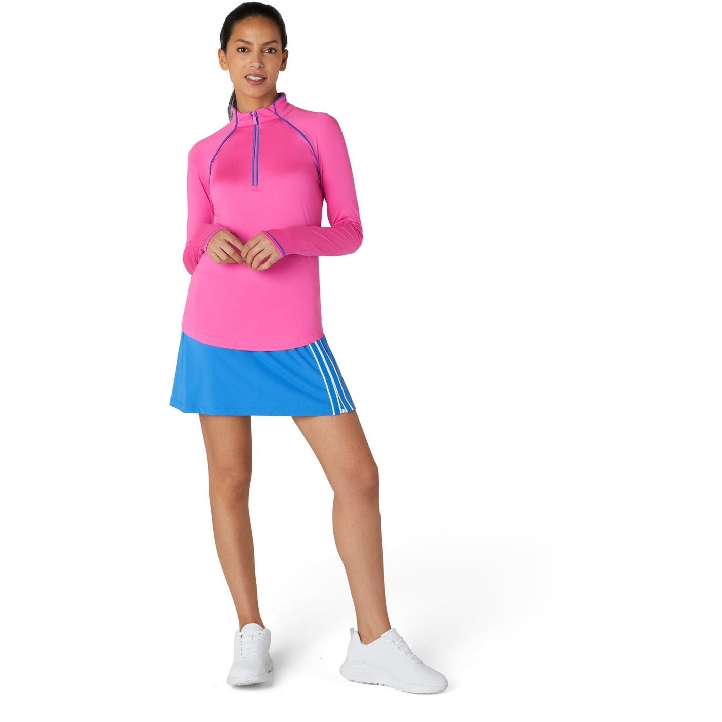 Original Penguin Womens Long Sleeve Solid Sun Quarter Zip Top