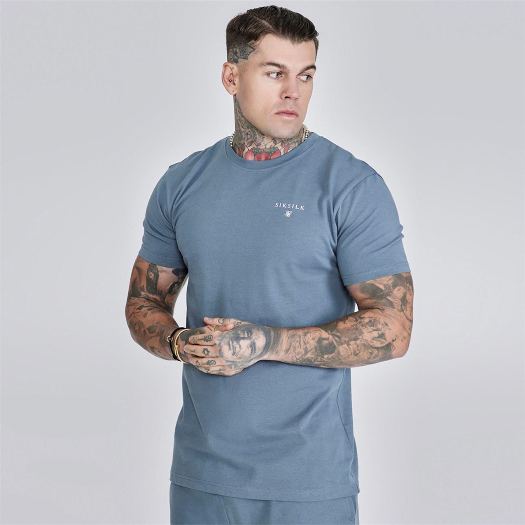SikSilk Lettering Crew Neck Short Sleeve T-Shirt and Short Set