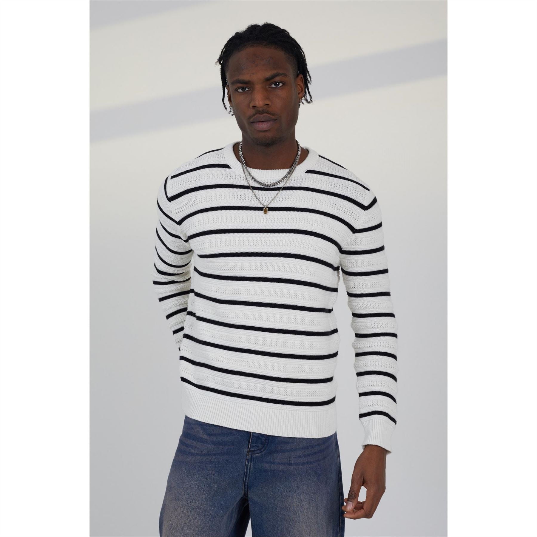 Brave Soul Neck Striped Jumper