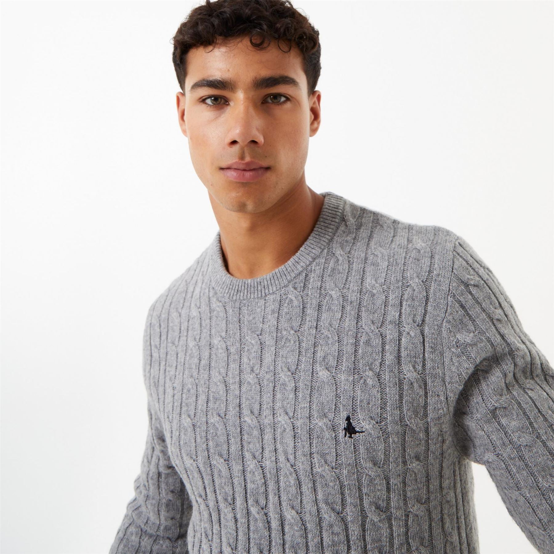 Jack Wills Mens Marlow Merino Wool Blend Cable Knitted Jumper