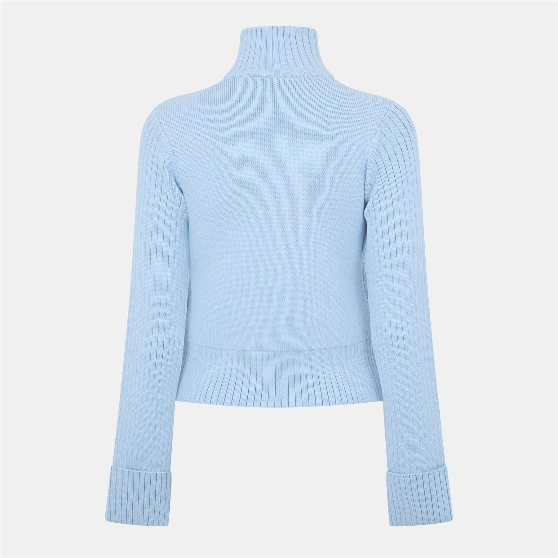 Kangol  Logo Turtleneck Rib Knitted Full Zip Cardigan