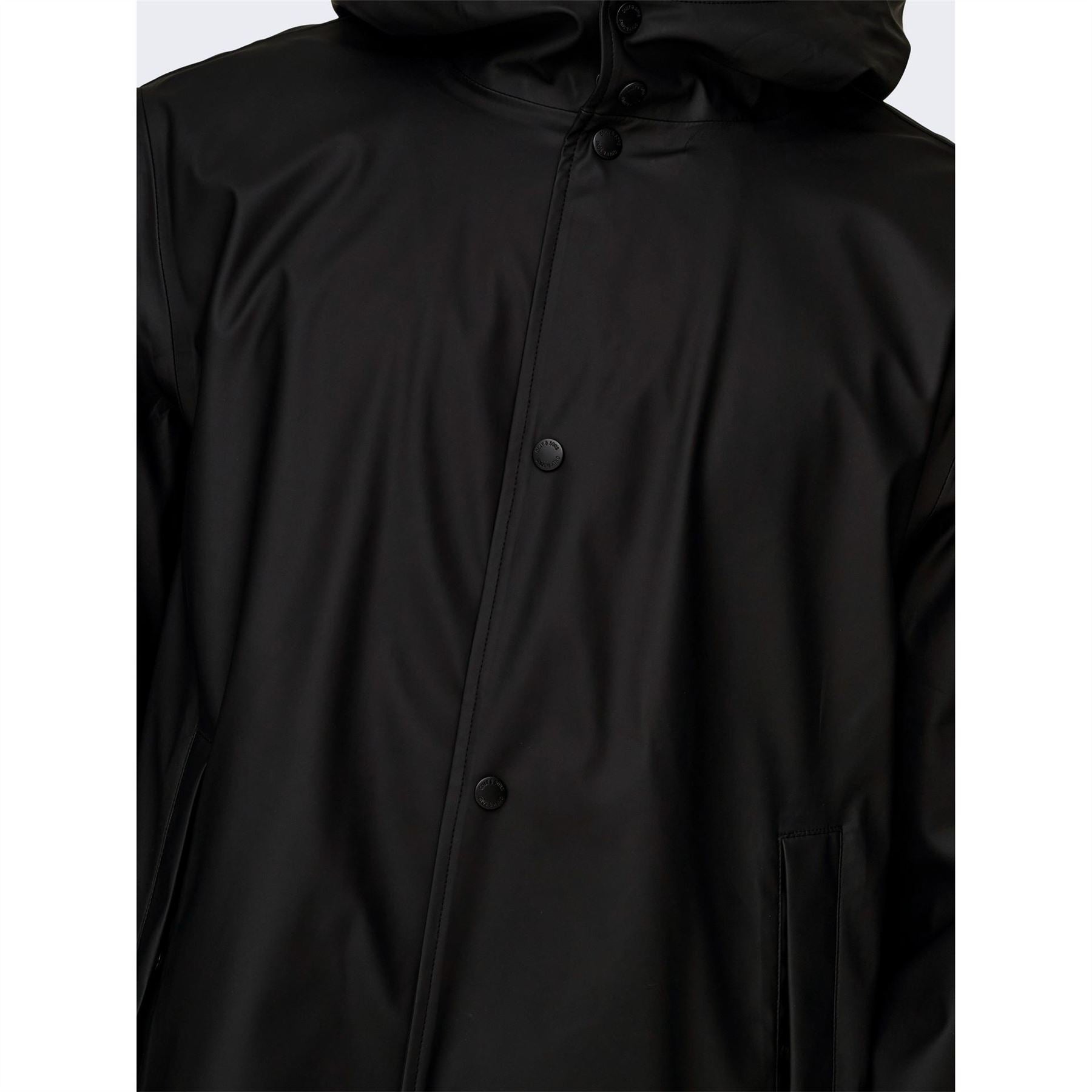 Only Solid Patterned Hooded Snap Button Rain Coat