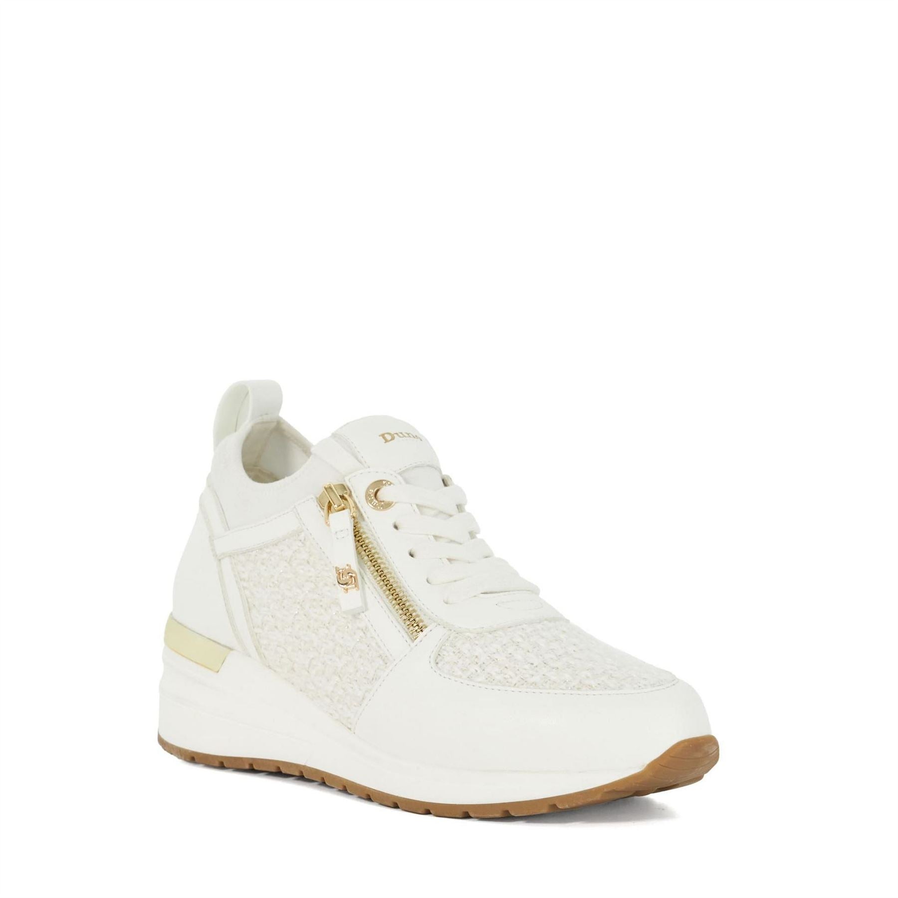 Dune London Textured Lace-Up Wedge Sneakers