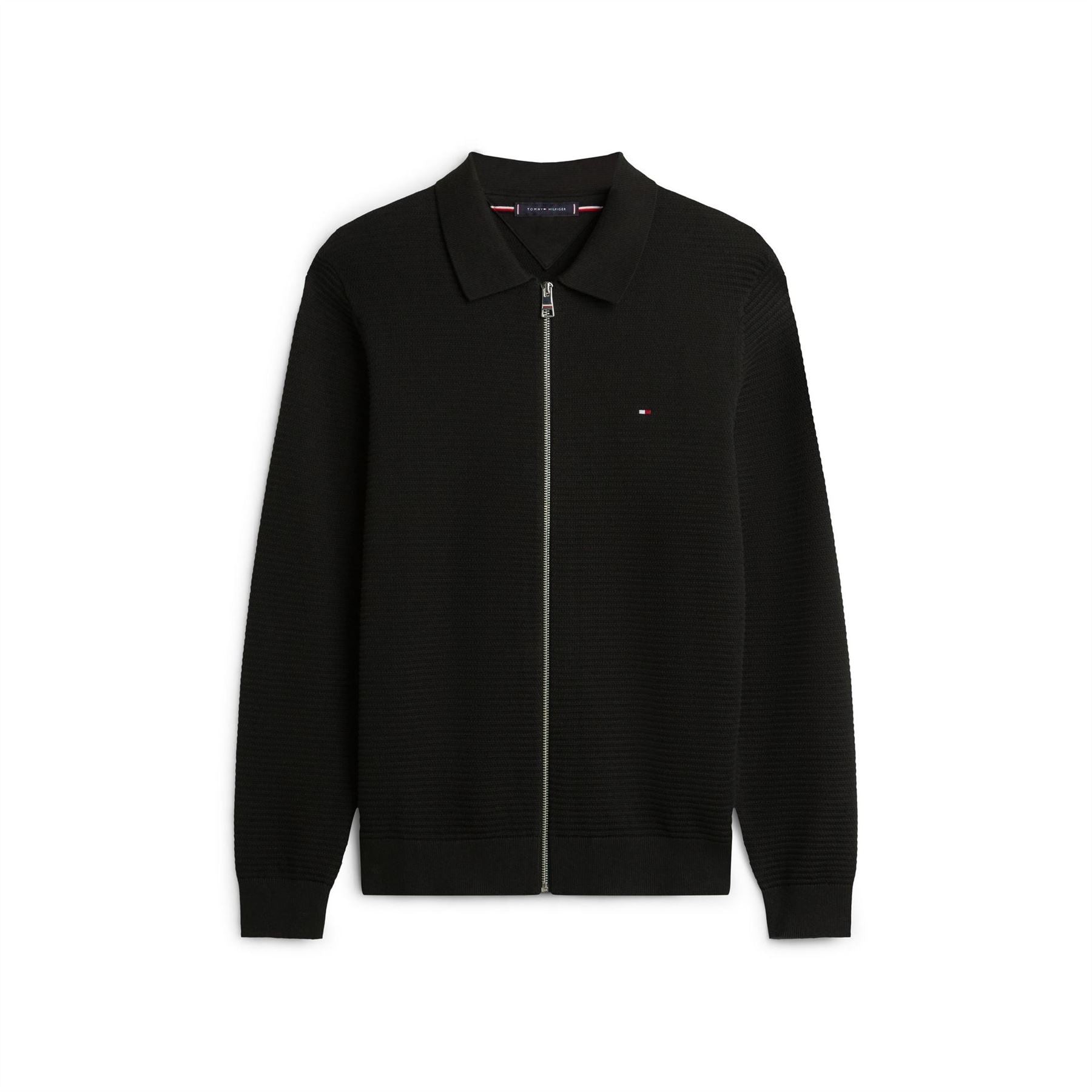 Tommy Hilfiger Textured Full Zipper Zipped Pocket Ribbed Cuff Jacket