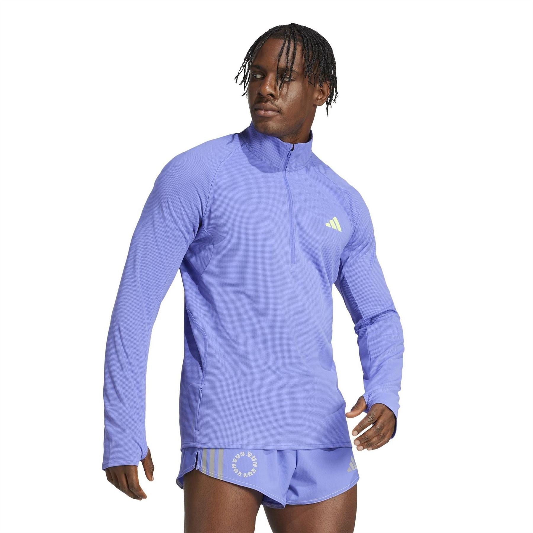 adidas Mens Adizero Running Quarter Zip Long Sleeve Top