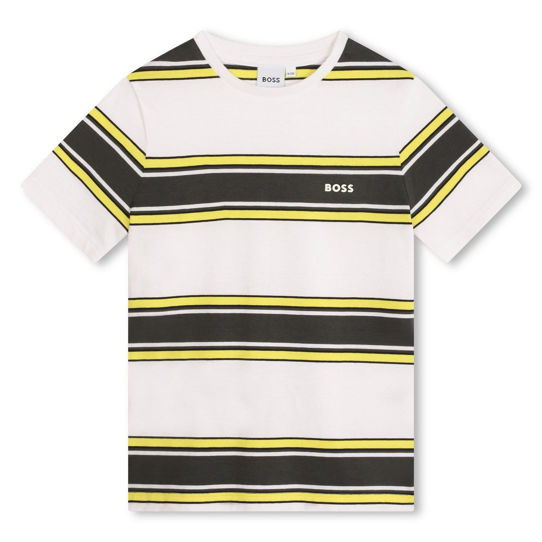 Boss Striped Cotton Short Sleeve Crew Neck T-Shirt