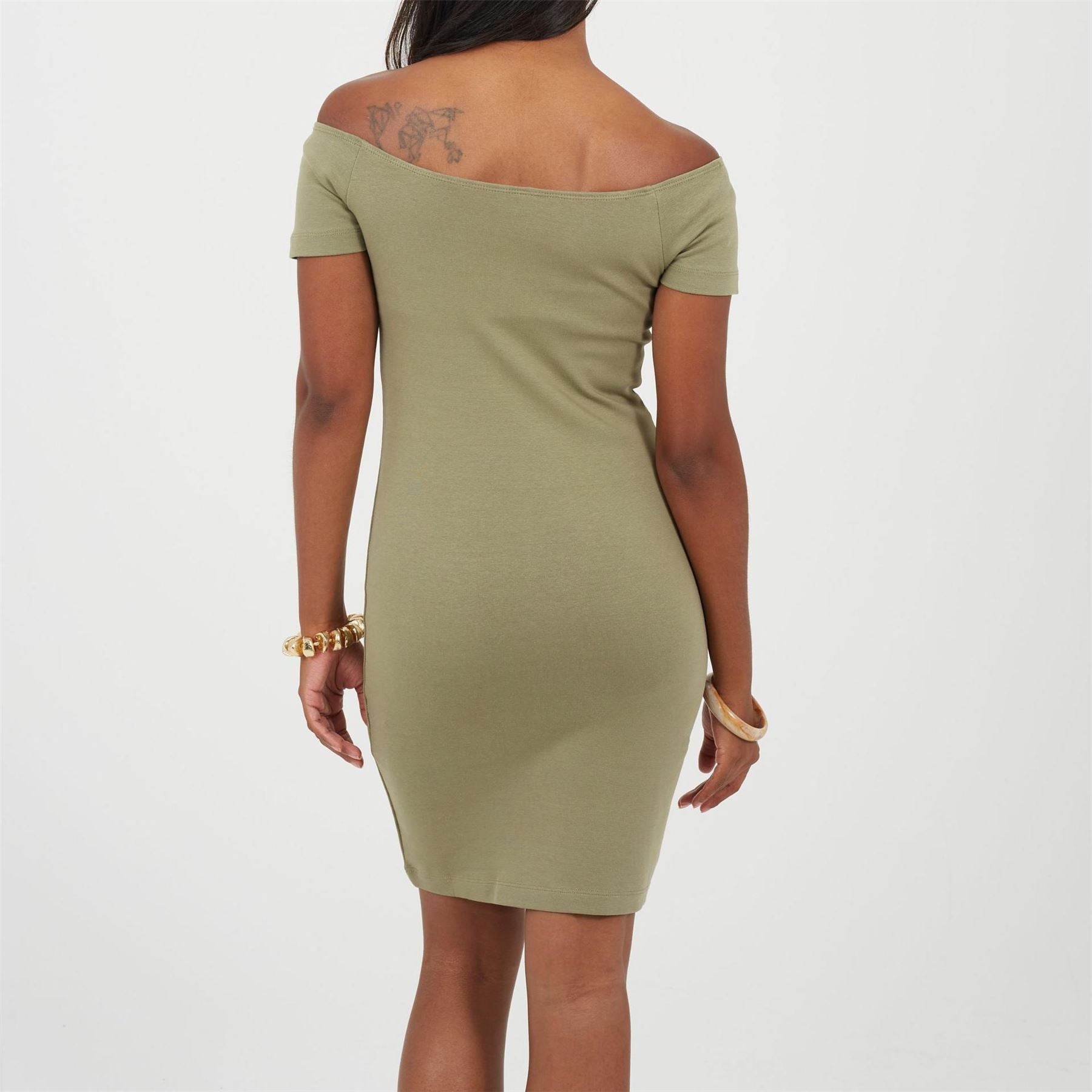 Brave Soul Off The Shoulder Short Sleeve Knee Length Bodycon Dress