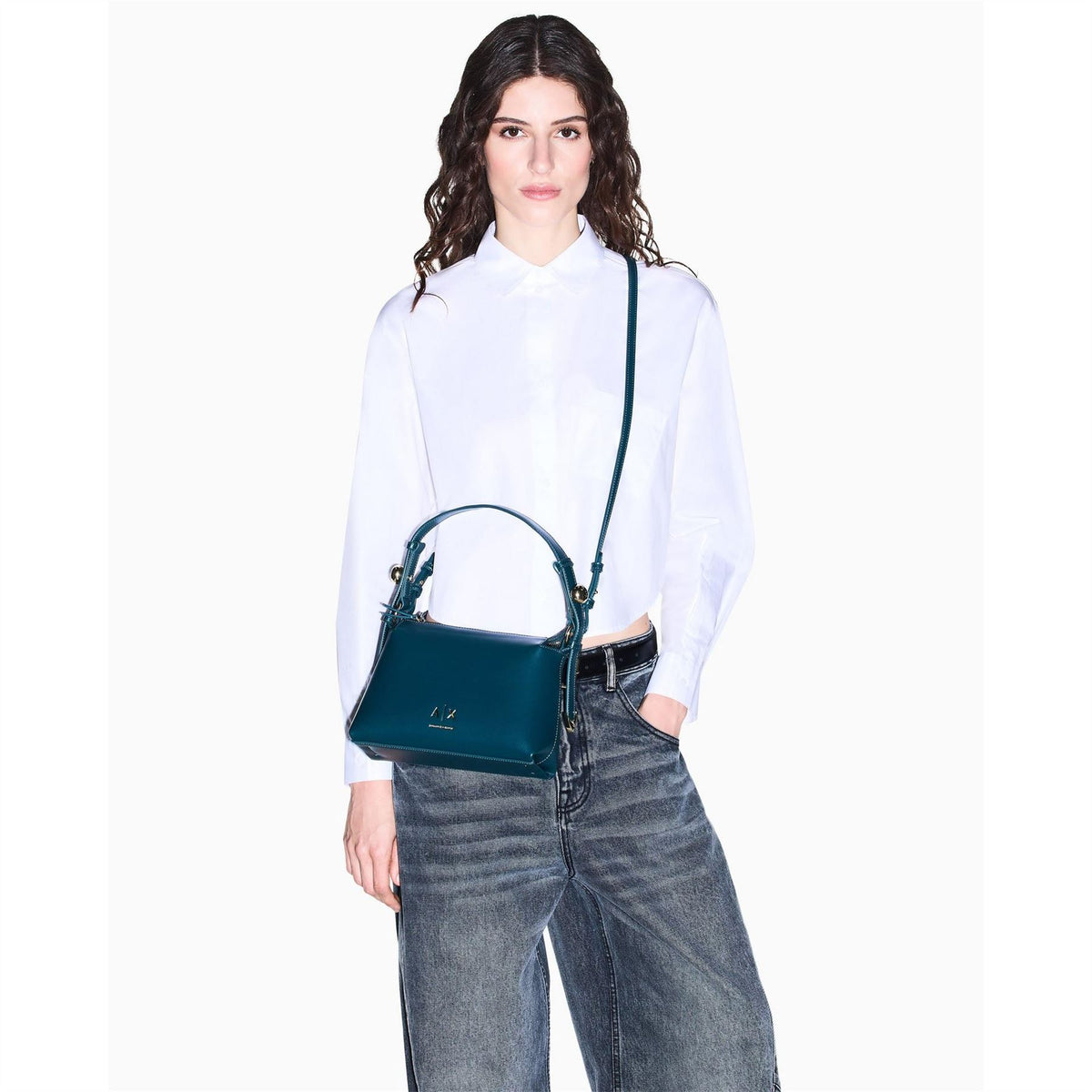 Armani Exchange Cross Body Bag with Gold Tone Hardware