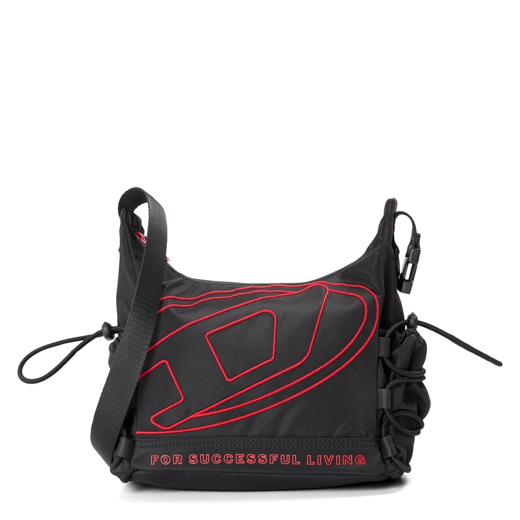 Diesel Tech Hobo Crescent Shape Handbag Black Hardware