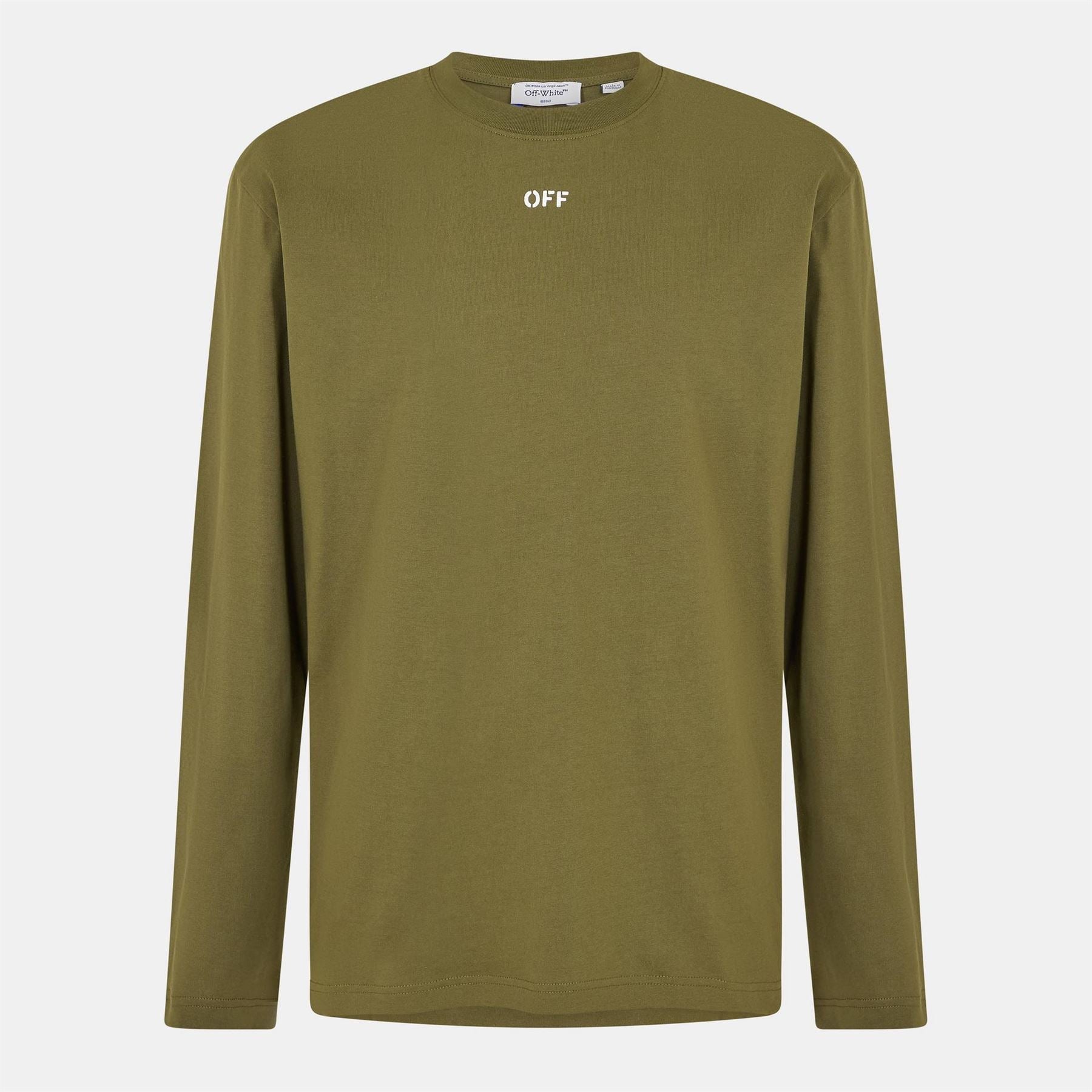 Off White Crew Neck Long Sleeve Regular Fit T-Shirt