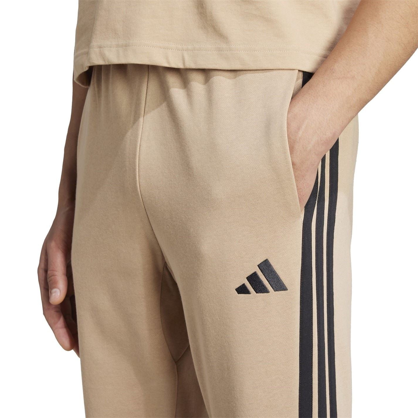 adidas Fleece Tapered Cuff 3 Stripes Joggers M