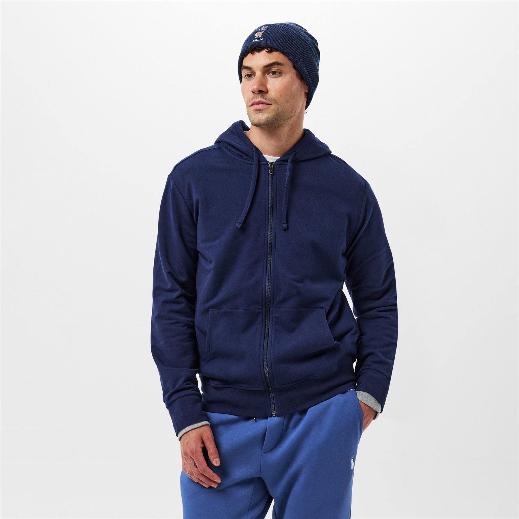 Polo Ralph Lauren Solid Patterned Hooded Neck Ribbed Cuff Sweat Jacket