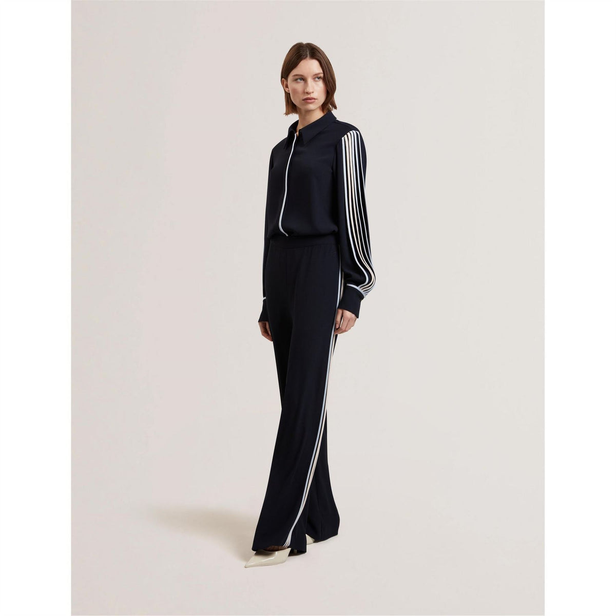 Ted Baker Wide Leg Three Stripes Patterned Pants