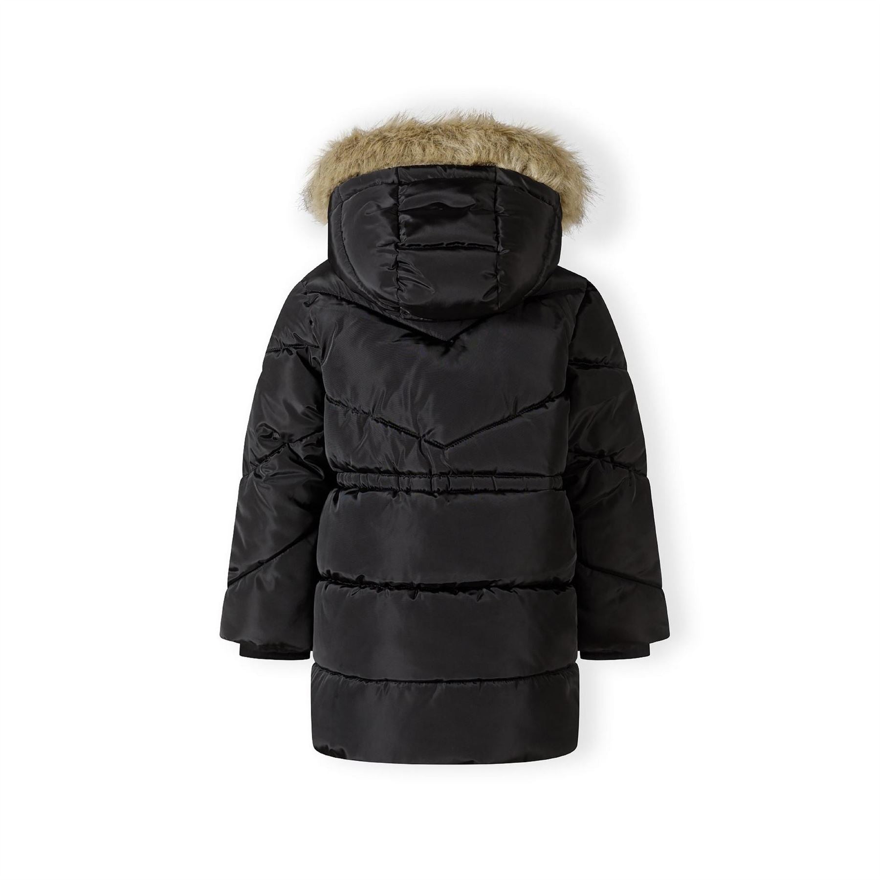 Minoti Girls Winter Coat With Faux Fur Trim Black