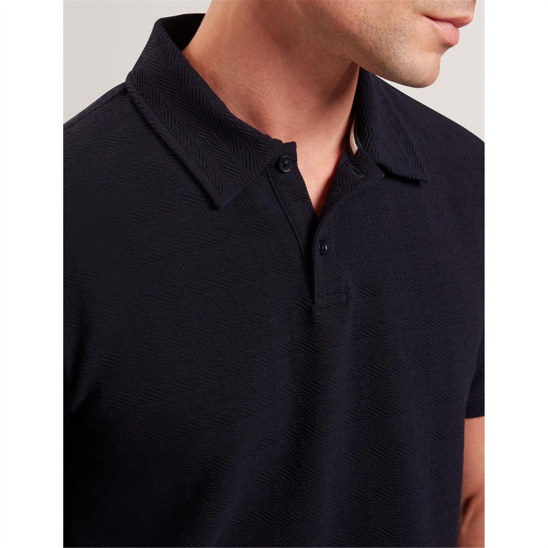 Ted Baker Textured Collared Neck Short Sleeve Polo Shirt