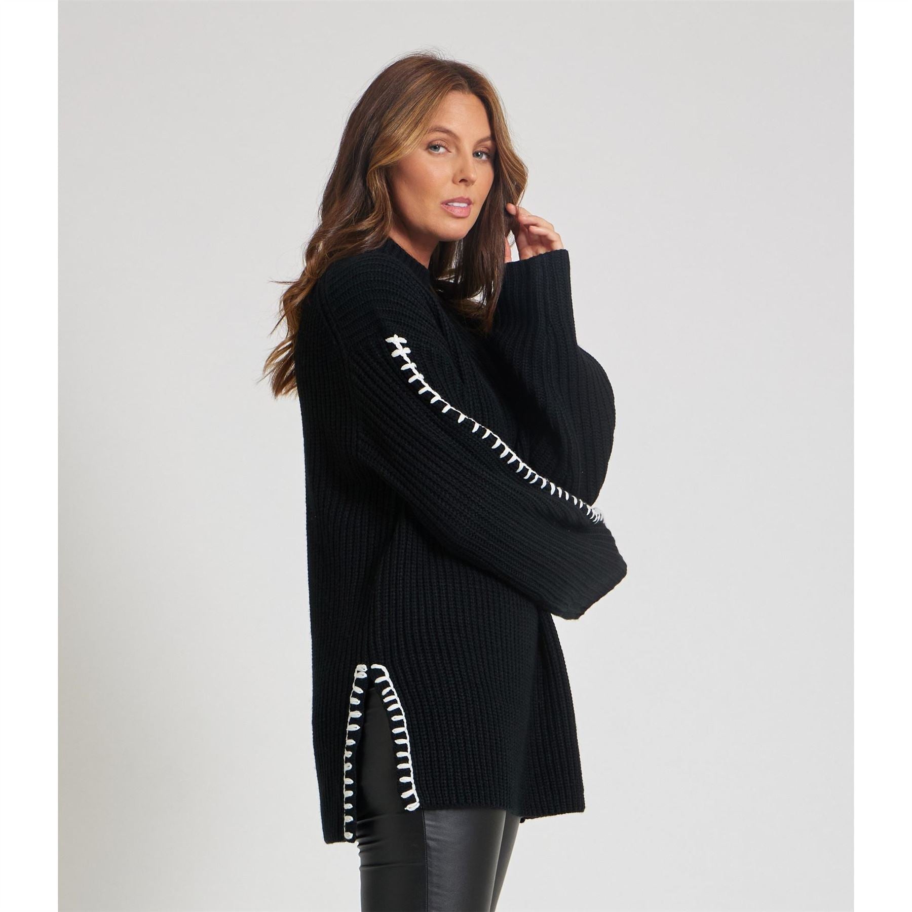 Be You By Contrast Stitch Crew Neck Jumper