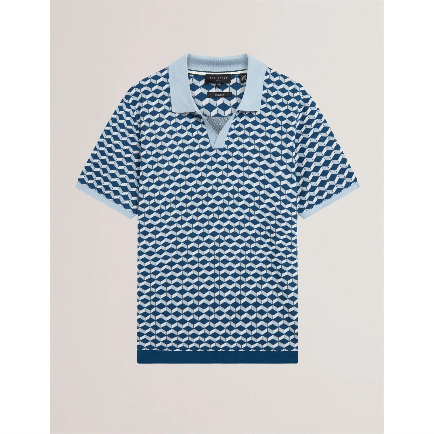 Ted Baker Jacquard Collared Short Sleeve Polo Shirt