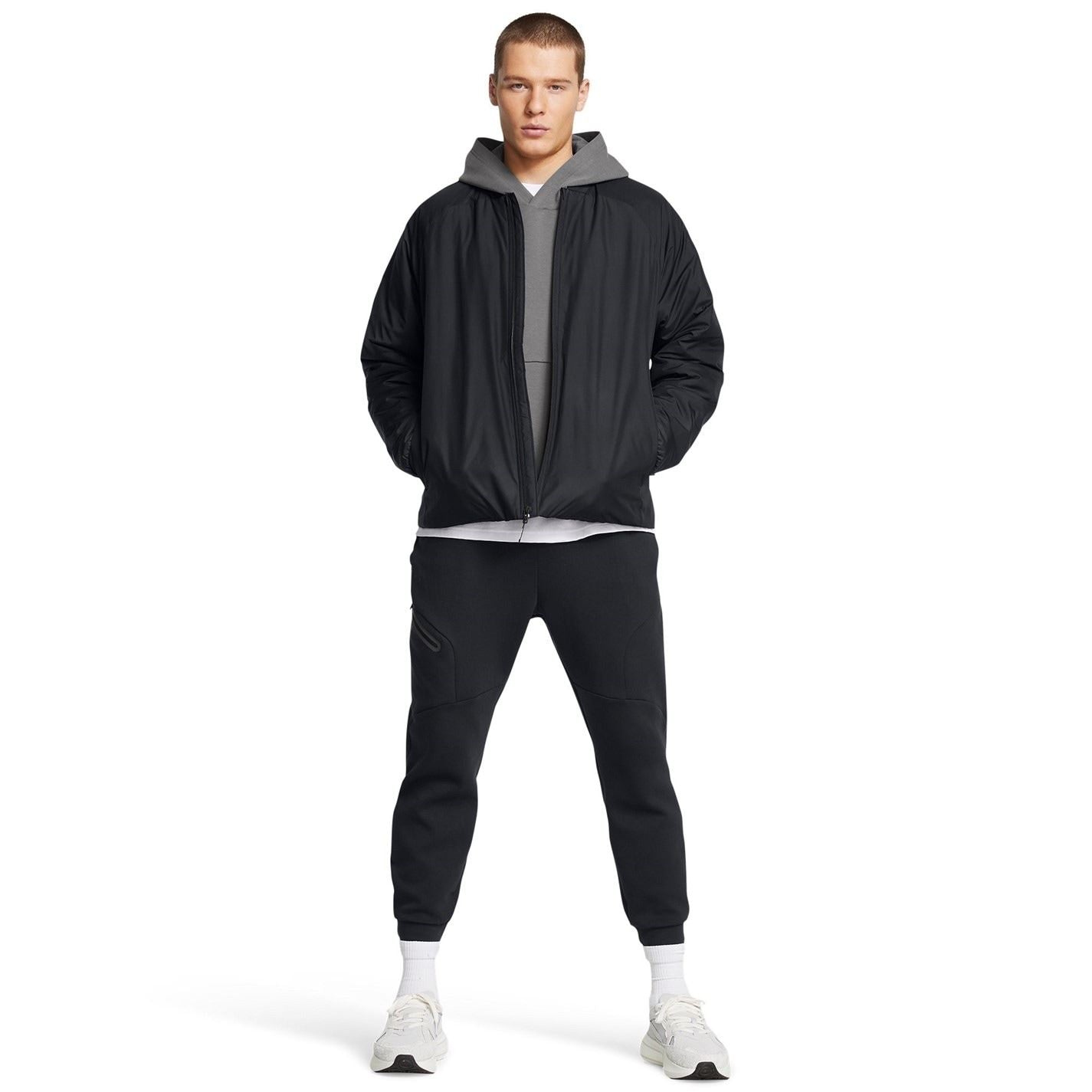 Under Armour Solid Patterned Ribbed Cuff Bomber Collar Bomber Jacket