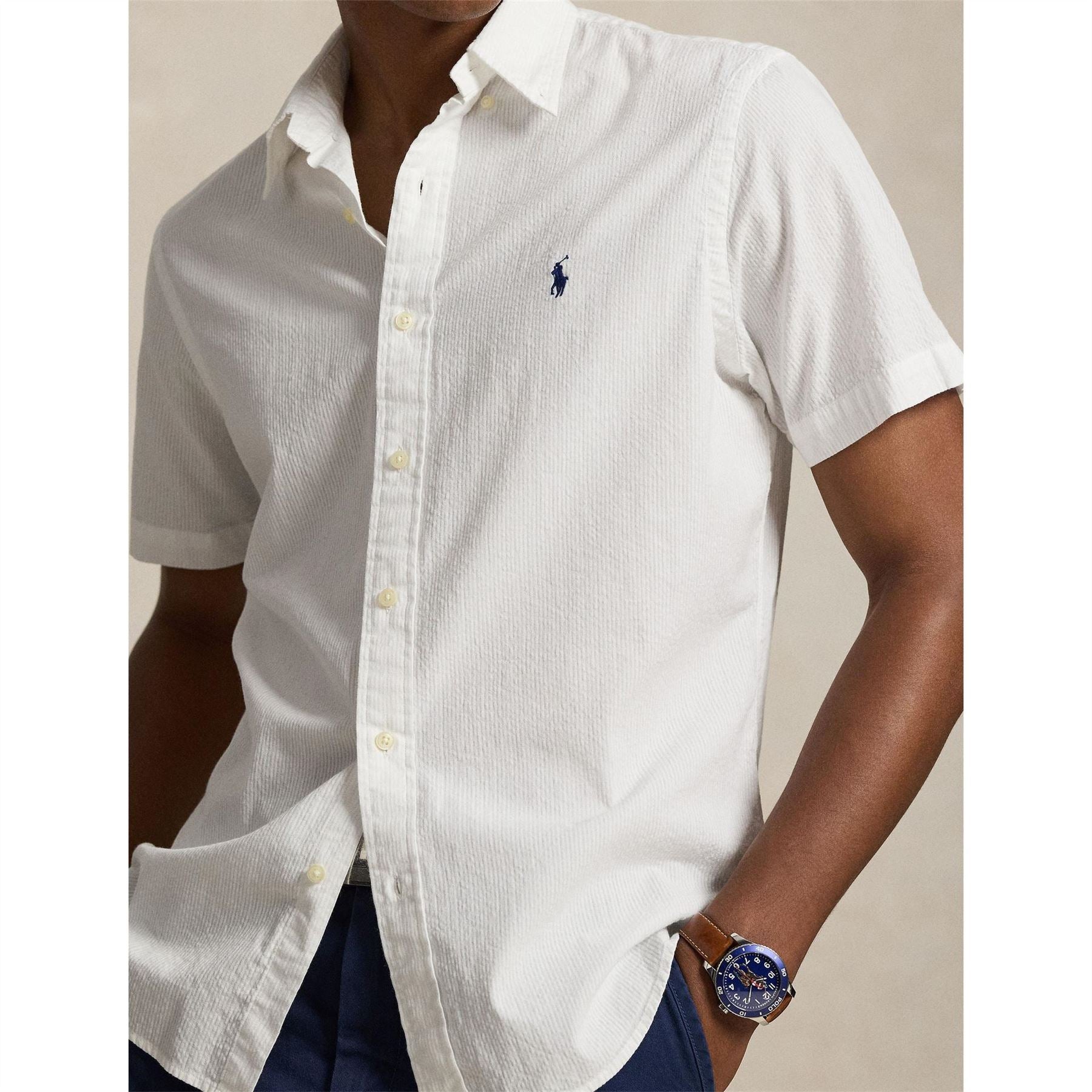 Polo Ralph Lauren Seersucker Regular Fit Button Down Collar Shirt