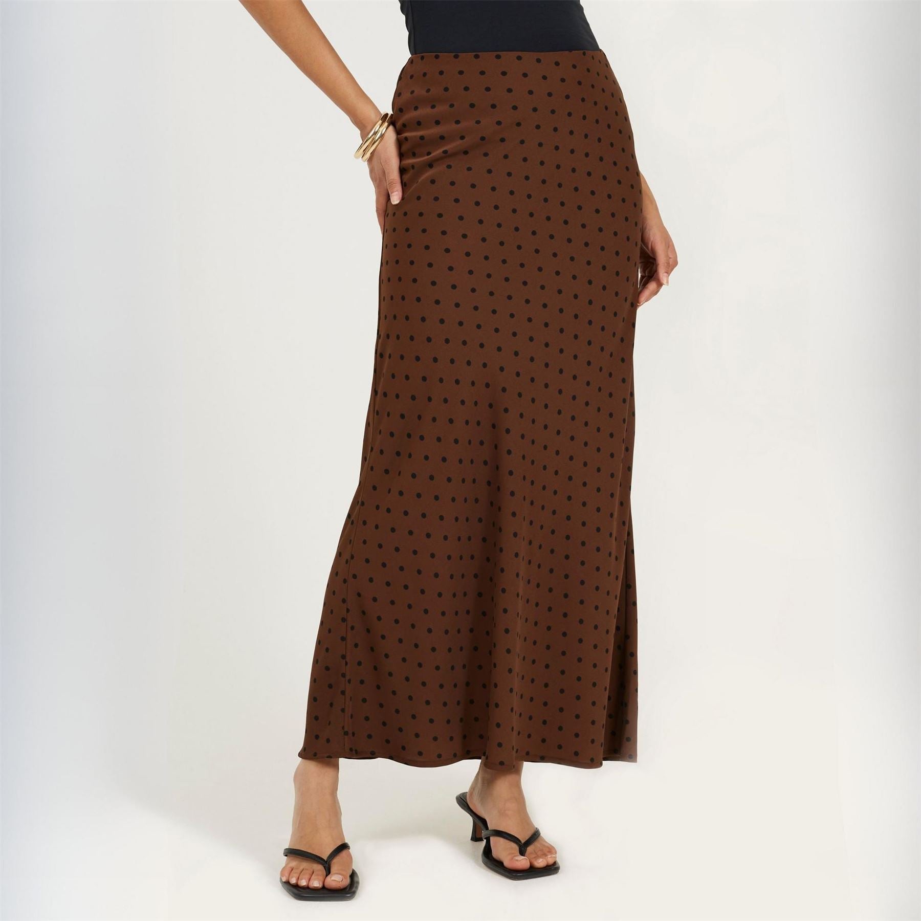 Brave Soul Womens Polka Dot Print Maxi Skirt