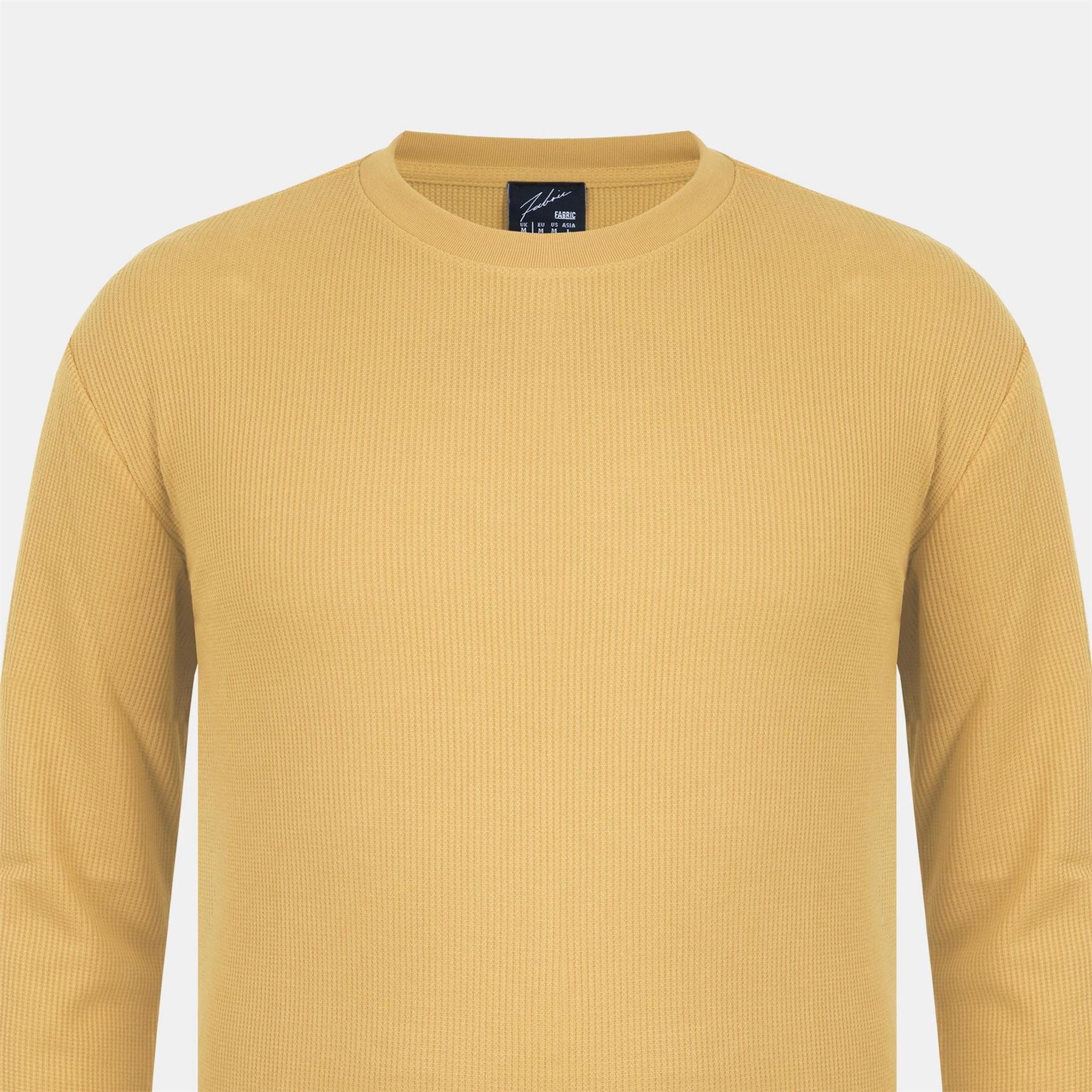Fabric Crew Neck Long Sleeve Waffle T-Shirt
