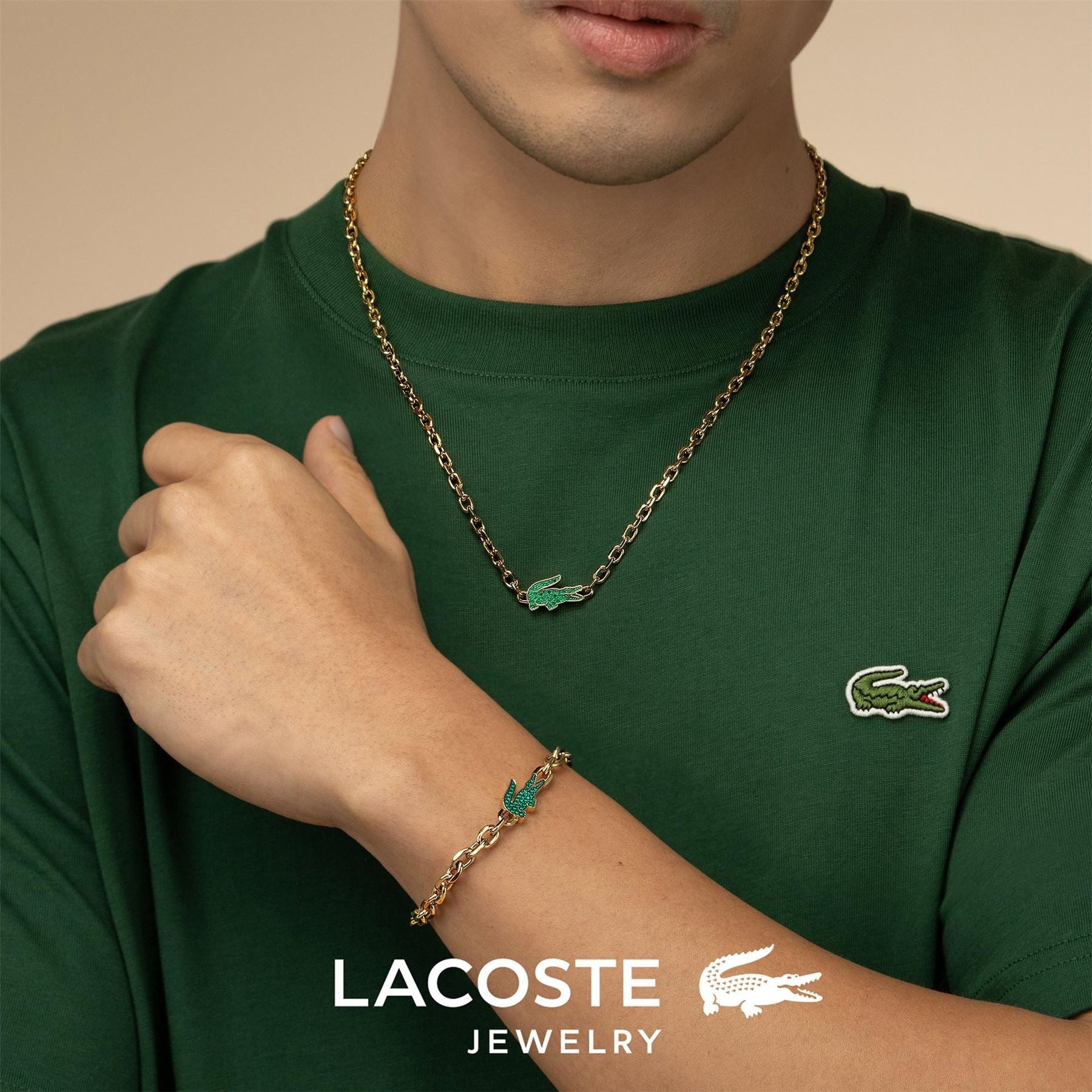 Lacoste Mens Arthor Gold Ip Link Necklace