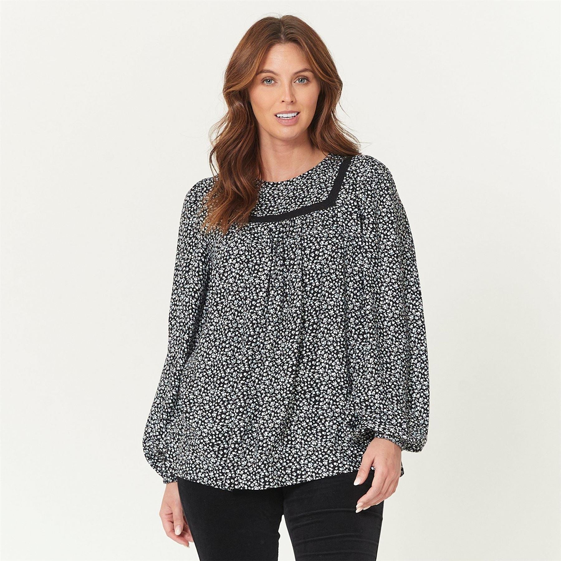 Be You Yoke Neck Detail Floral Top