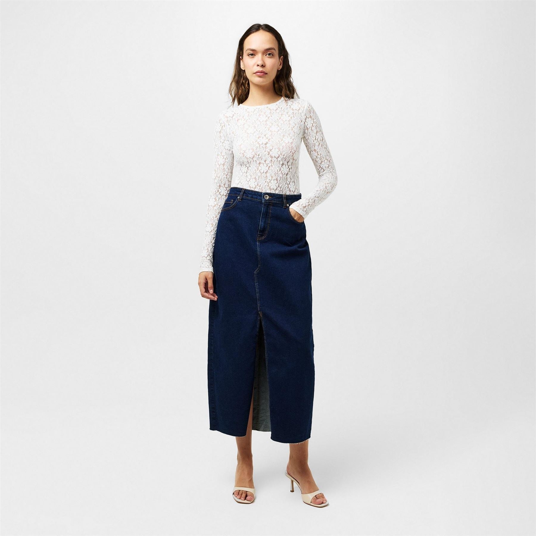 Pieces Skirt Fem Wov Midi Pencil Skirt
