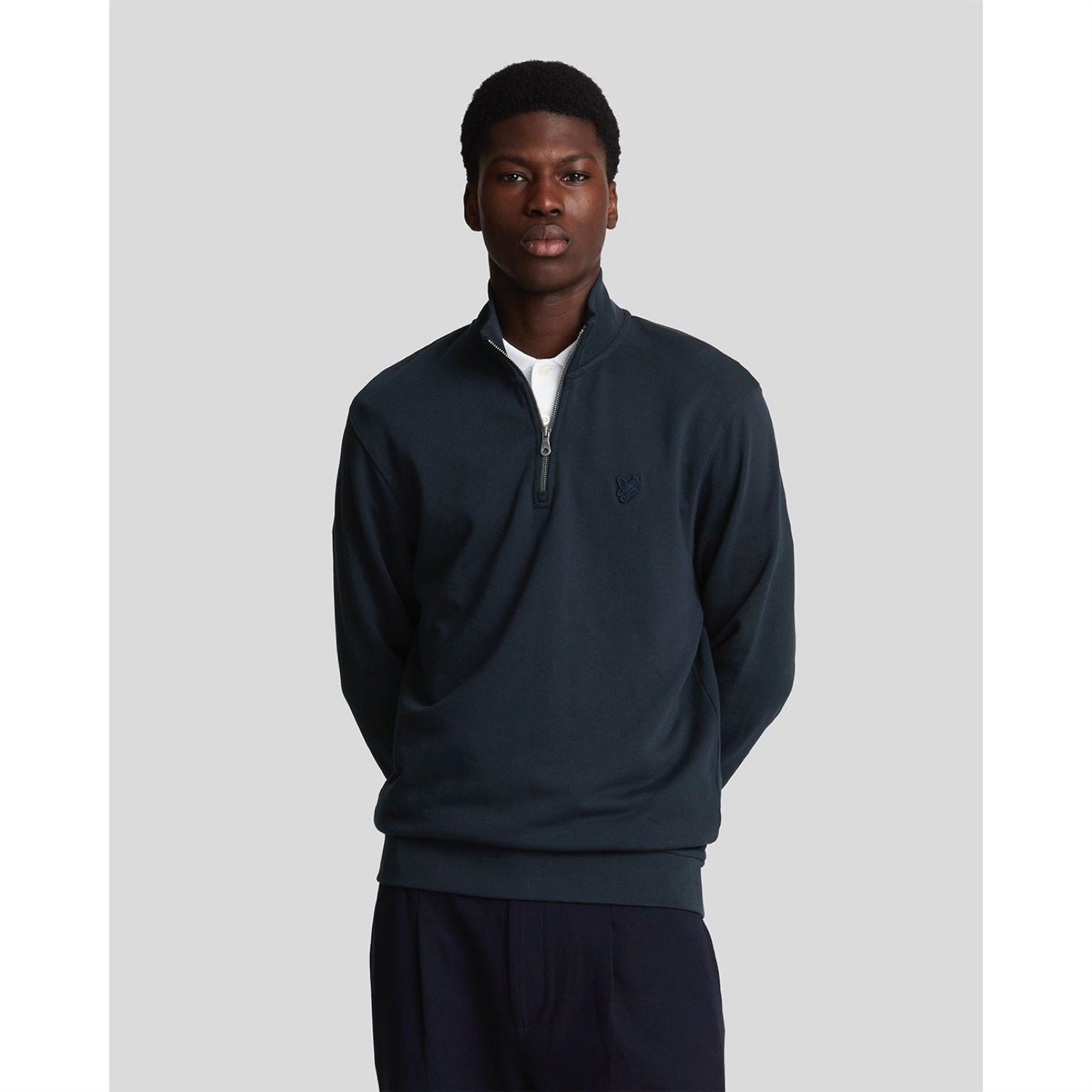 Lyle and Scott Eagle Zip Neck Long Sleeve Sweatshirt
