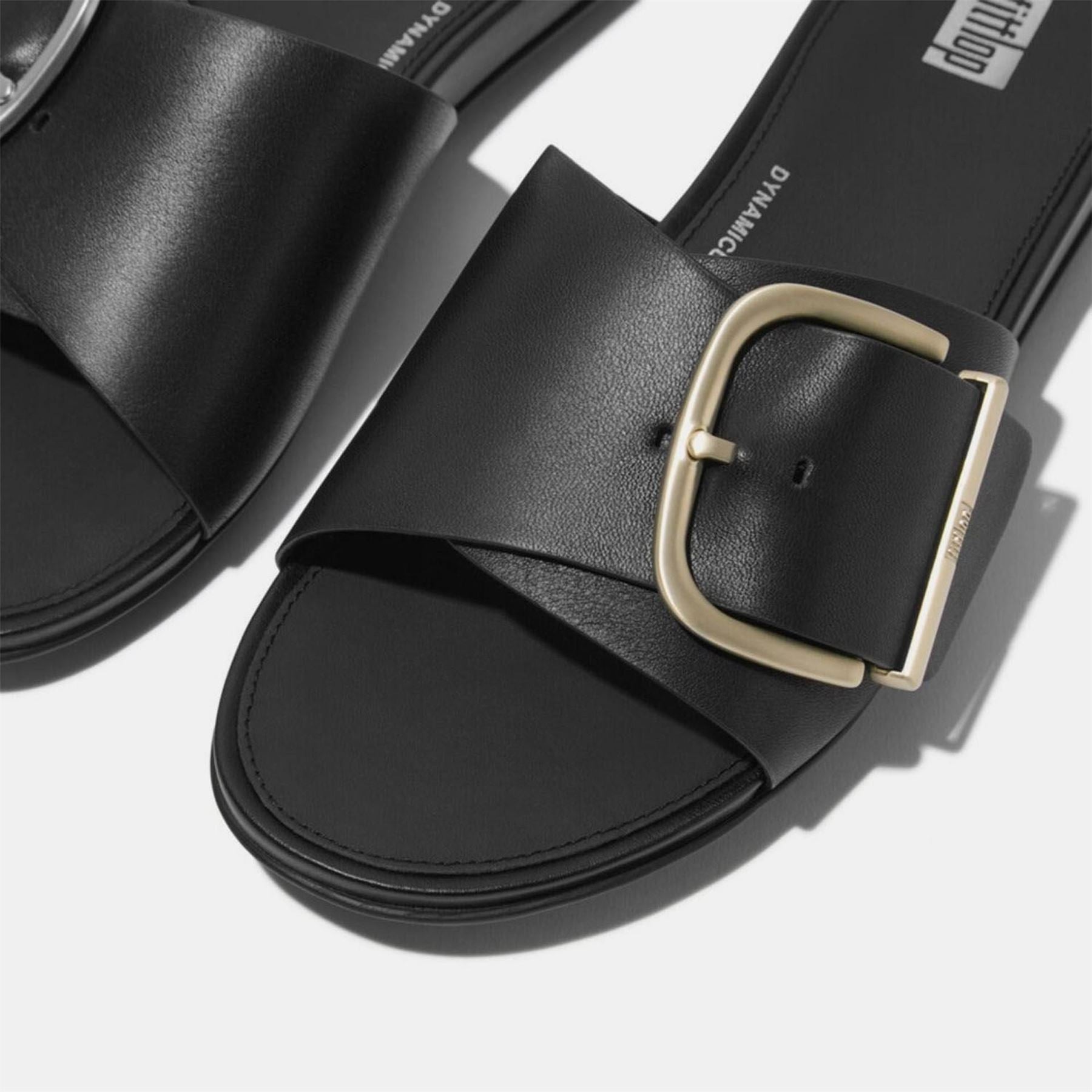 Fitflop Maxi Buckle Leather Sliders