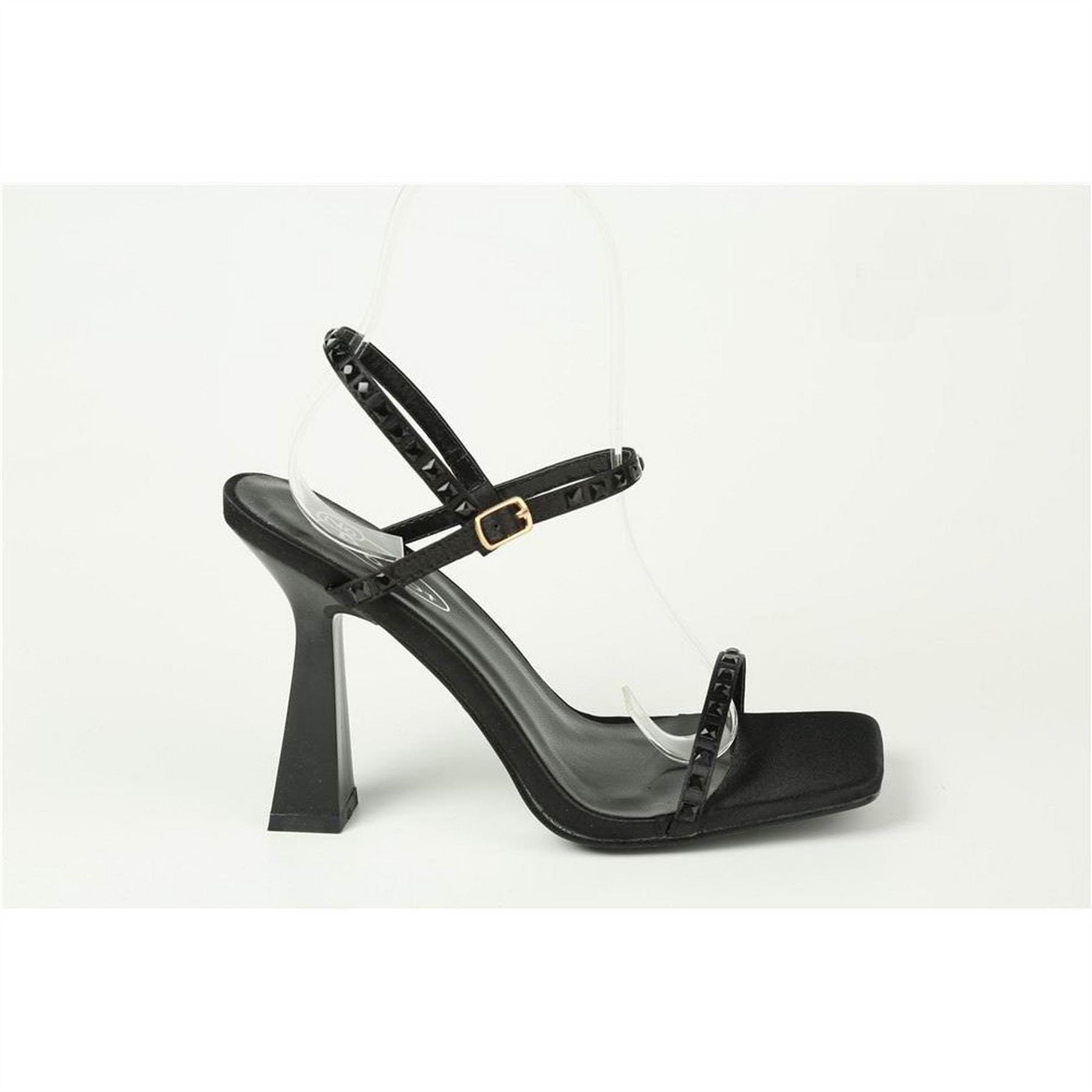 Chic Diamante Strap High Heel Flared Sandals