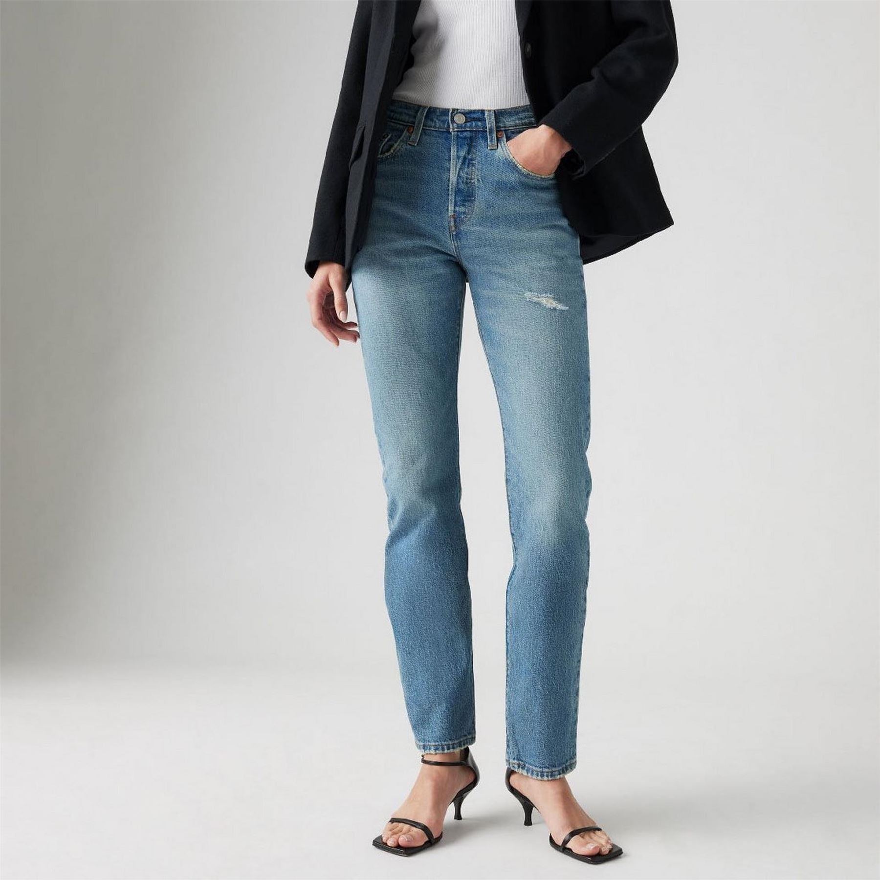 Levis 501 Straight Leg Five Pocket Jeans