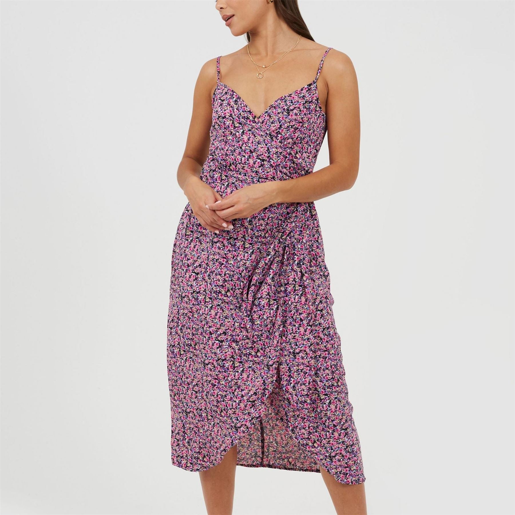 Brave Soul Strappy Sweetheart Neck Sleeveless Midi Dress