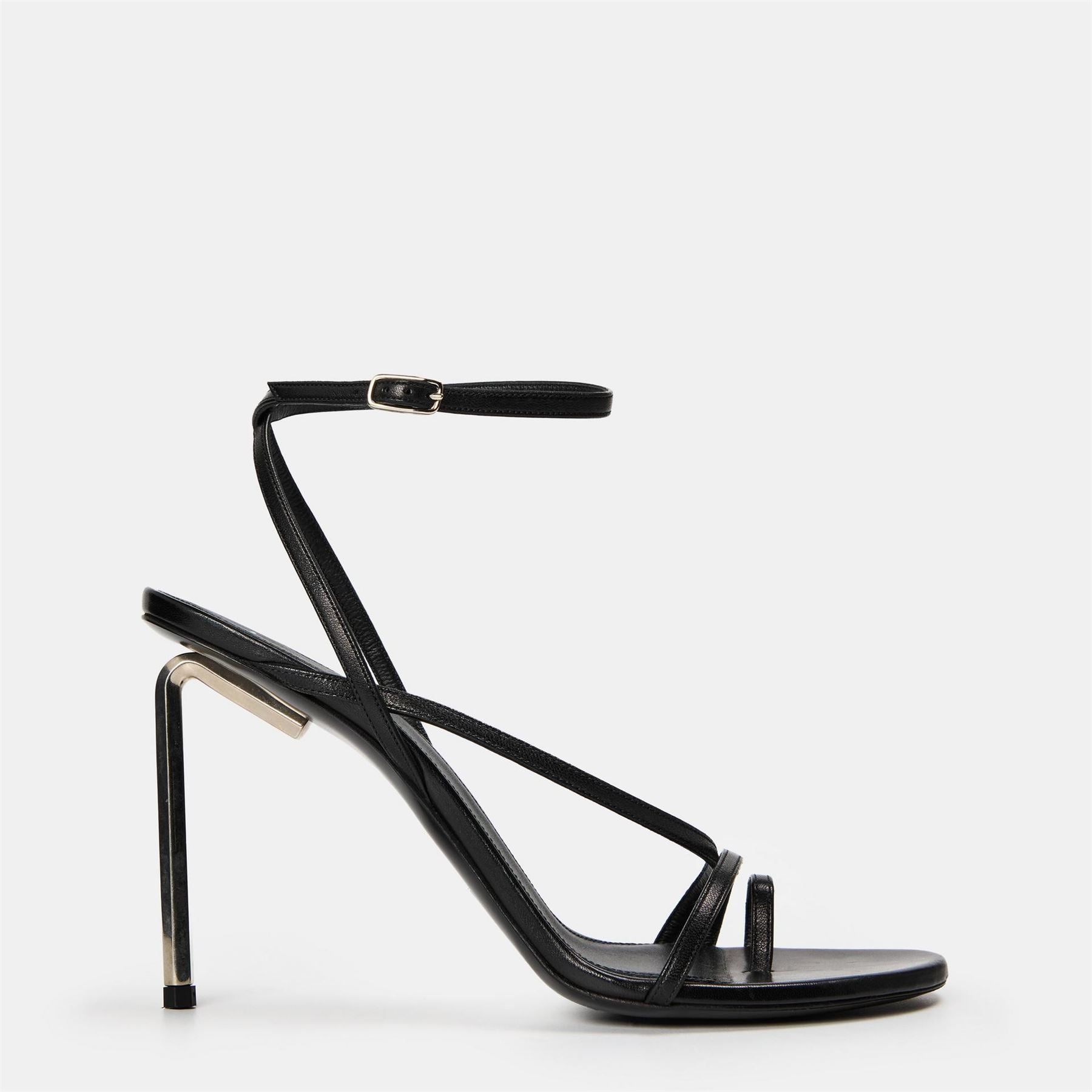 Off White Stiletto Heel Toe Post Sandals