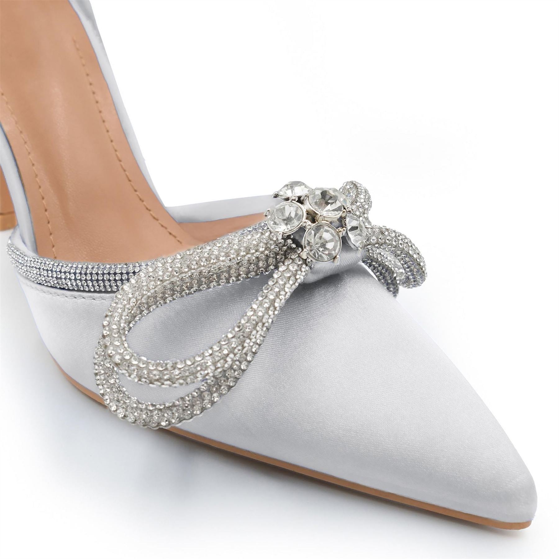Wheres That From Bow Point Stiletto Heel Metallic Court Shoes