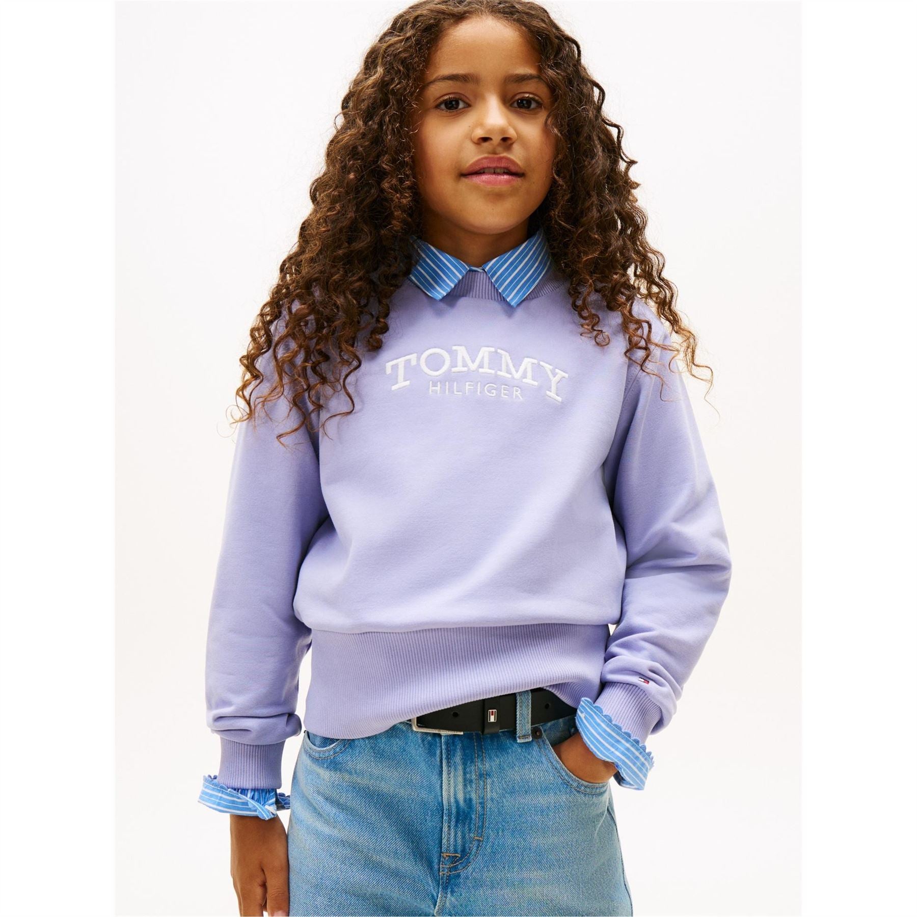 Tommy Hilfiger Embroidered Lacoste Lettering Crew Neck Long Sleeve Sweatshirt