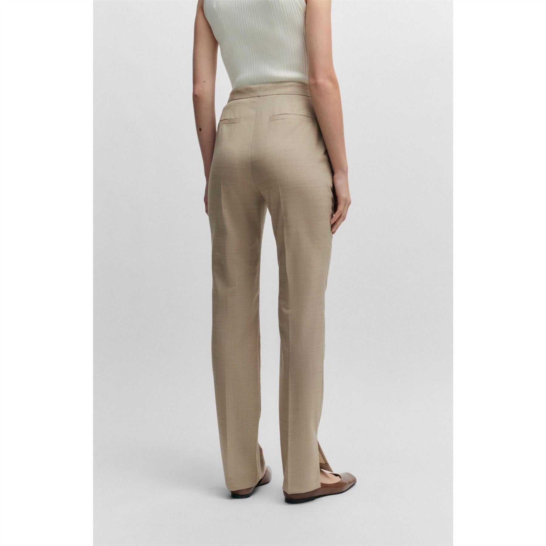 Boss Solid Patterned Slim Straight Trousers