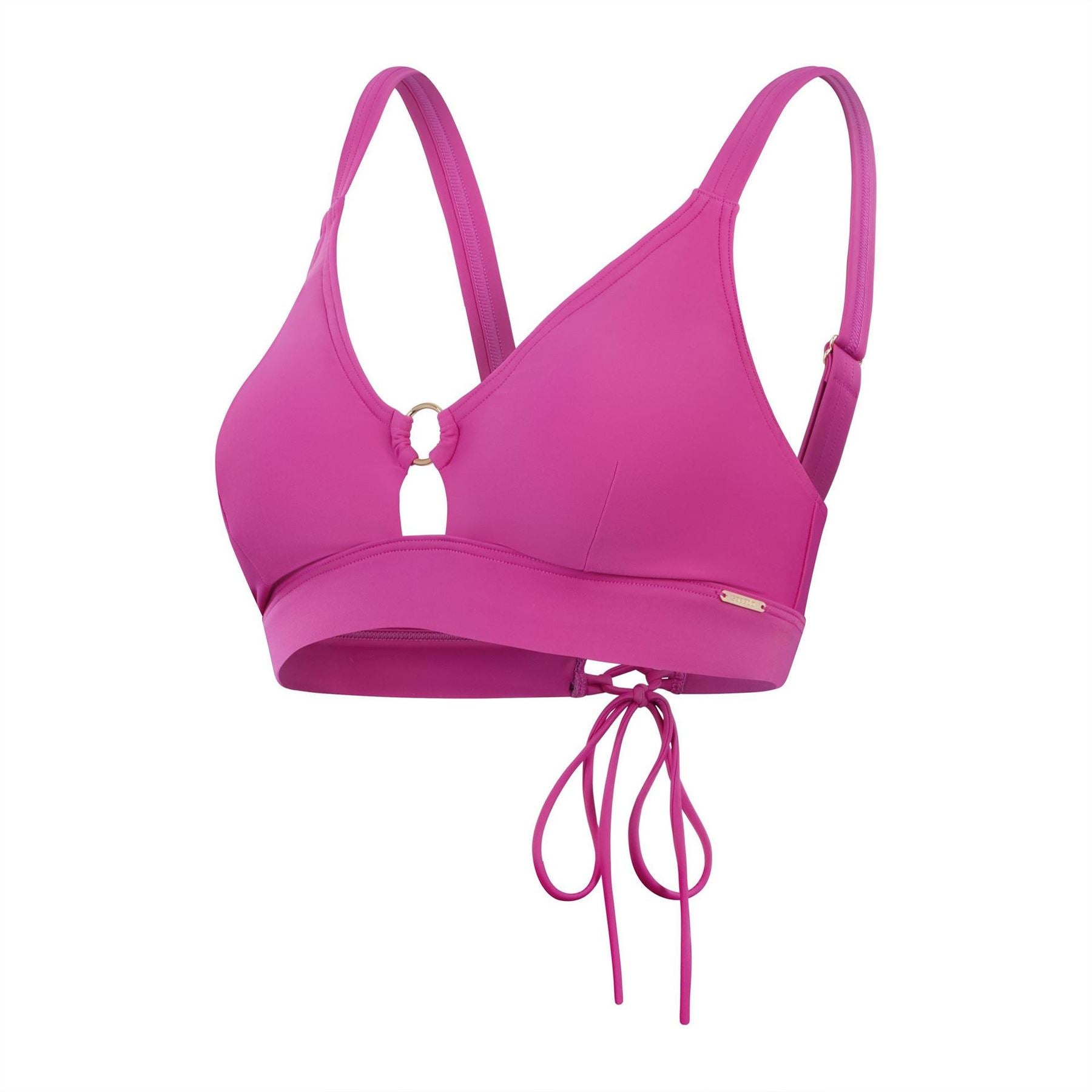 Speedo Solid Patterned Keyhole Neck Bikini Top with Tie Back