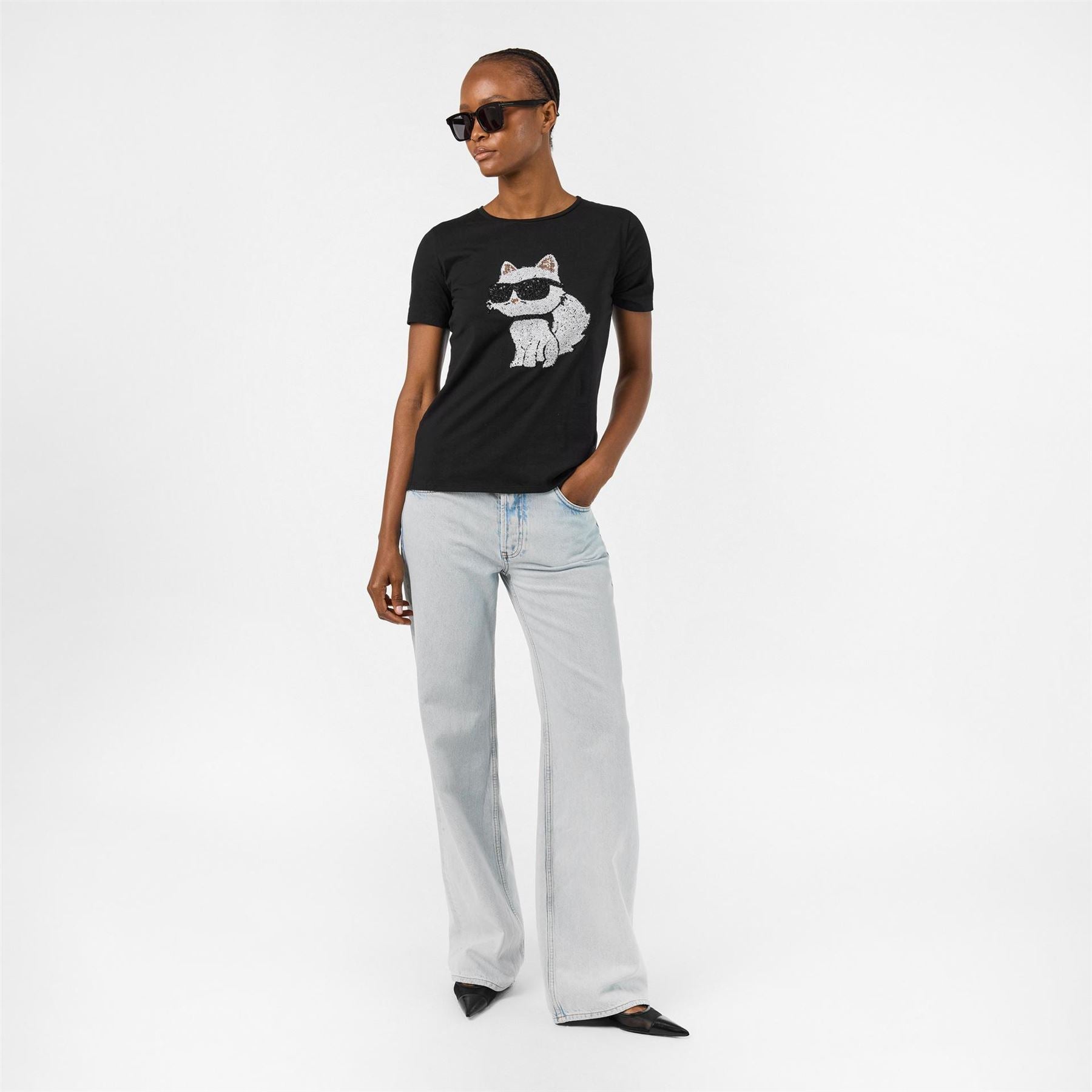 Karl Lagerfeld Choupette Cat Crew Neck Short Sleeve T-Shirt