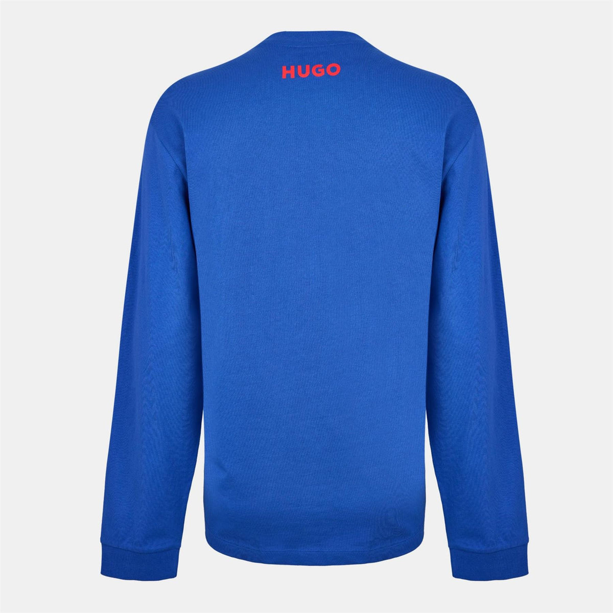 Hugo Lettering Crew Neck Ribbed Collar Long Sleeve Jersey T-Shirt