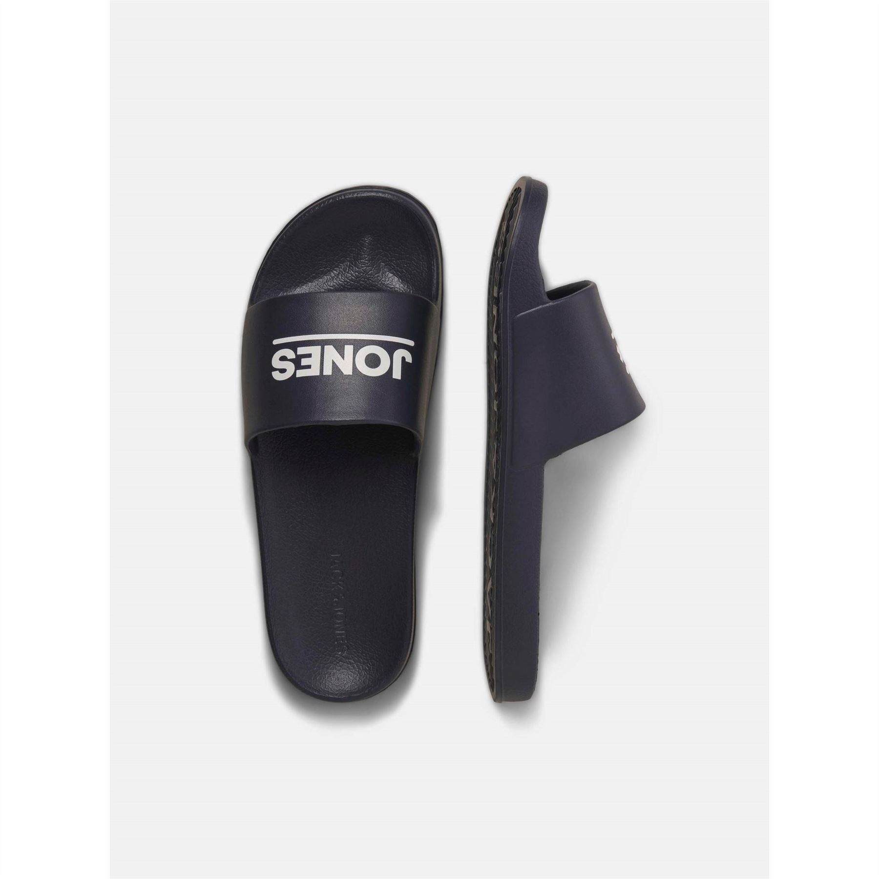 Jack and Jones Ollie Slider Open Toe Logo Print Slides