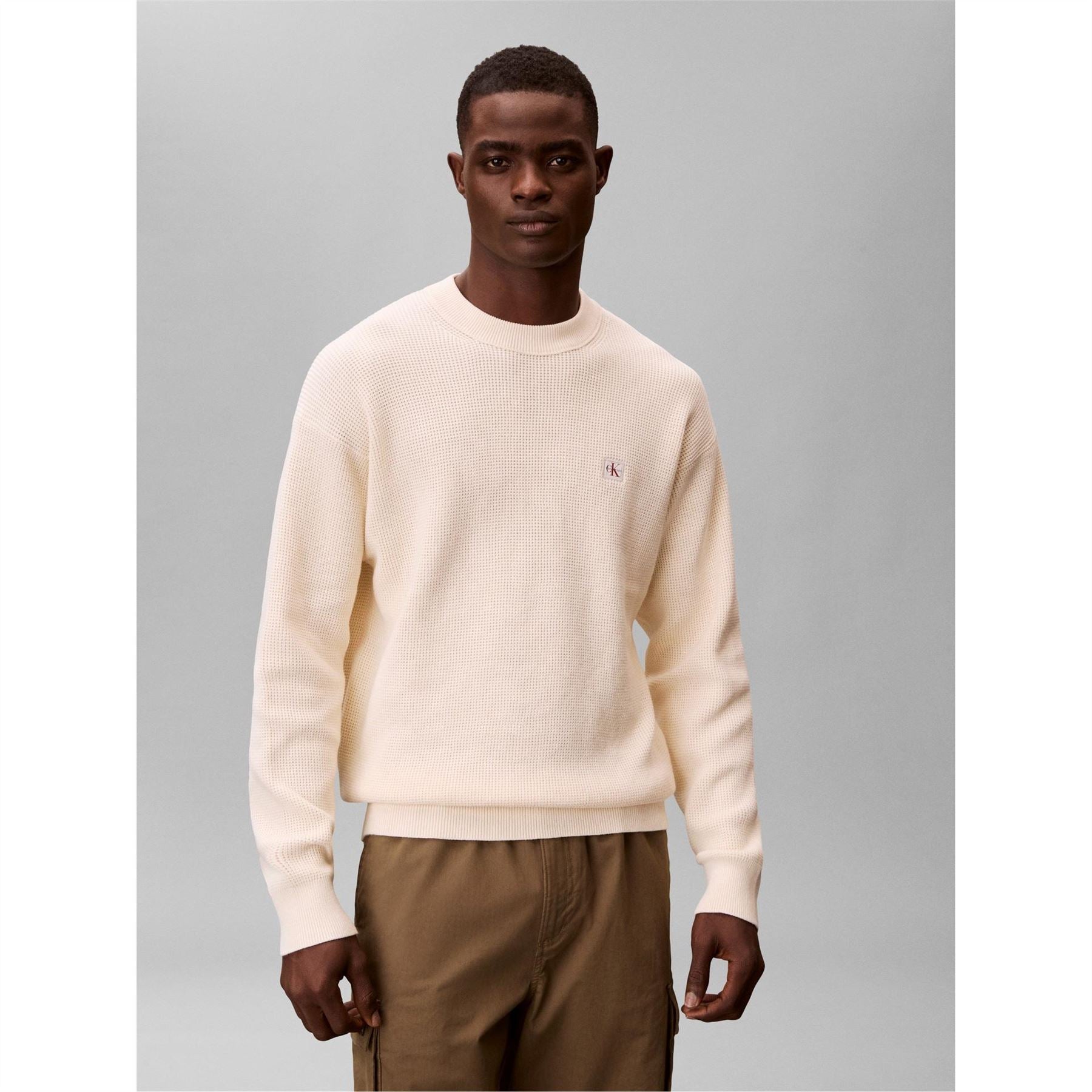 Calvin Klein Jeans Crew Neck Ribbed Collar Long Sleeve Sweater
