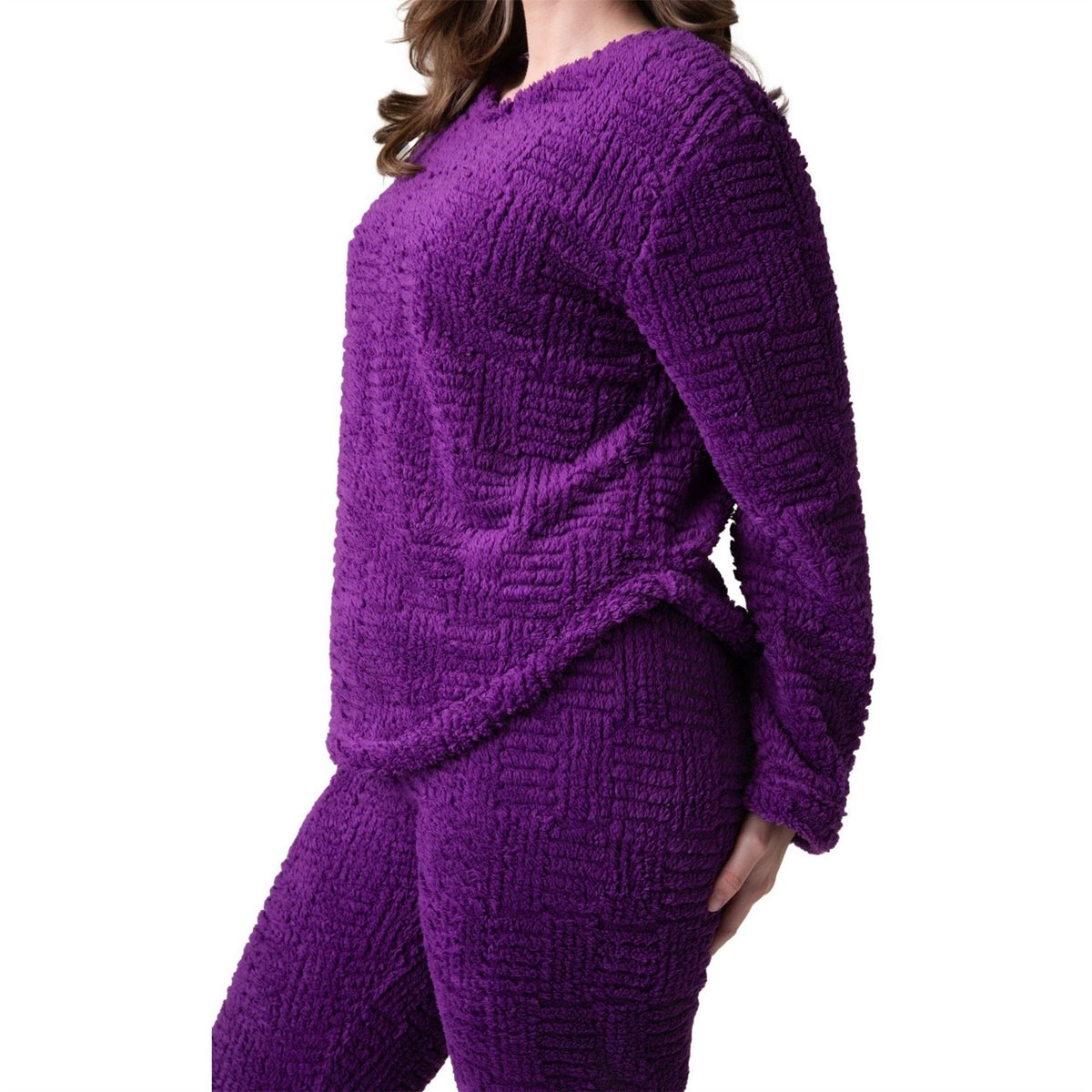 Camille Supersoft Textured Fleece Pyjamas With A Woven Pattern  And  Rope Detailing