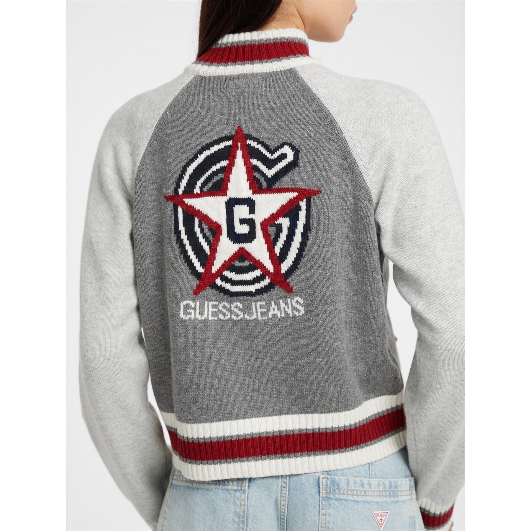 Guess Zipped Intarsia Knitted Top